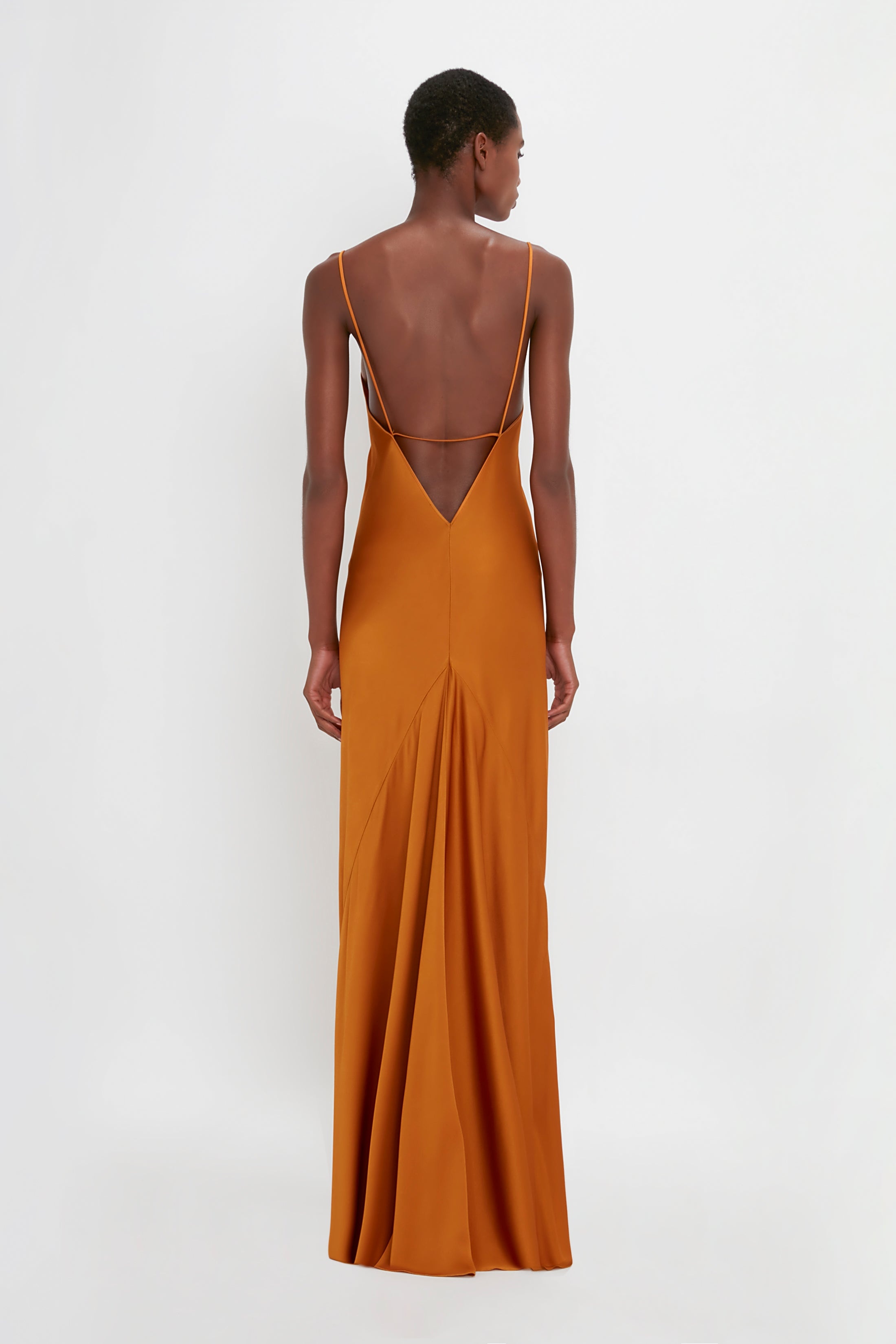 Floor-Length Cami Dress in Ginger - 4