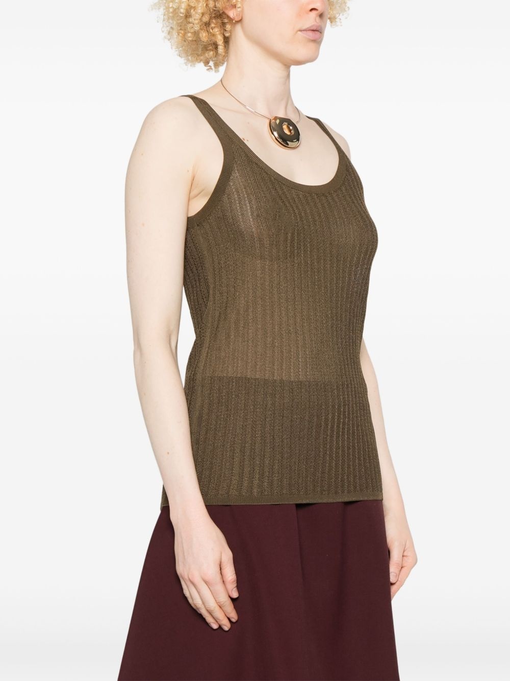 pointelle ribbed tank top - 3