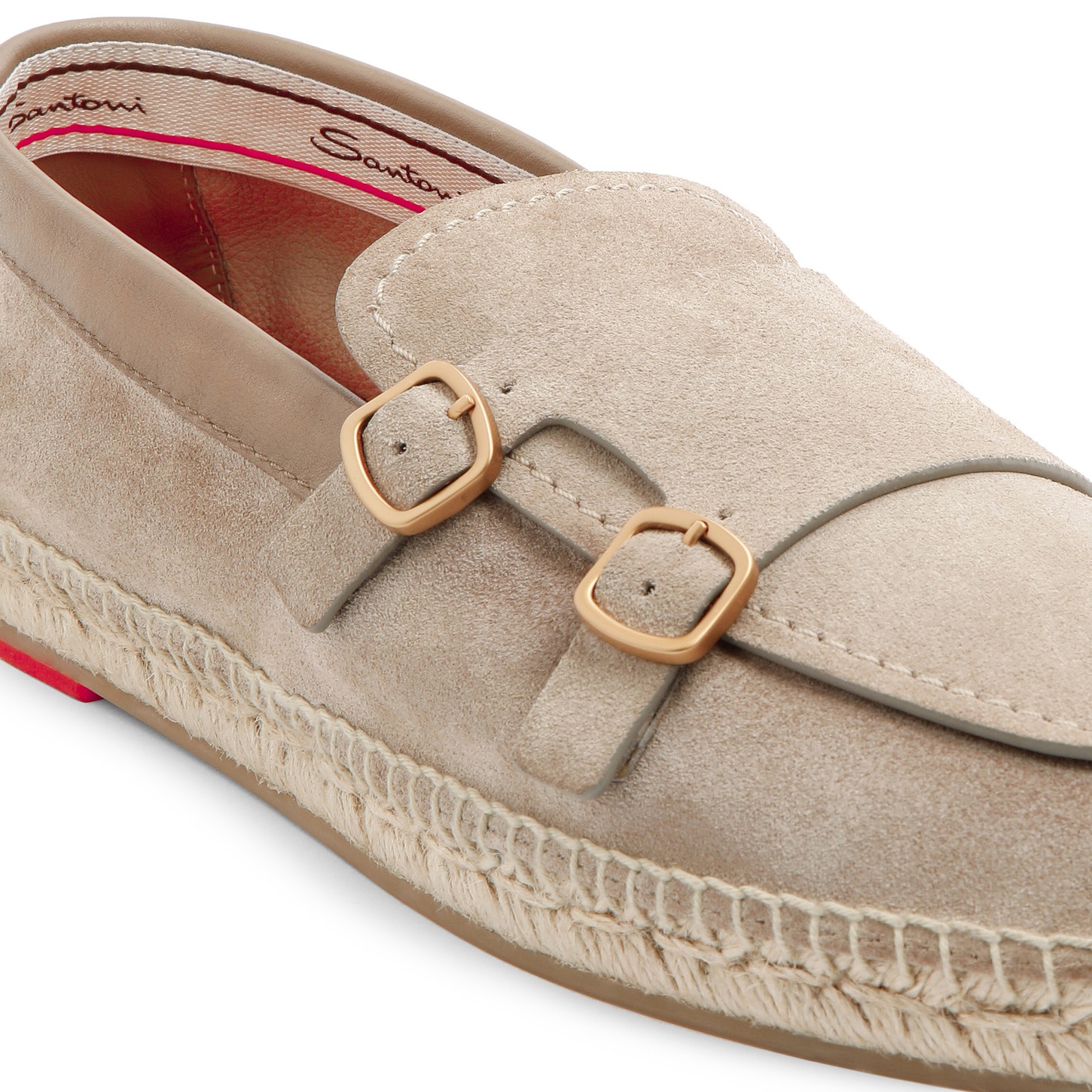 Men's beige suede double-buckle espadrille - 6