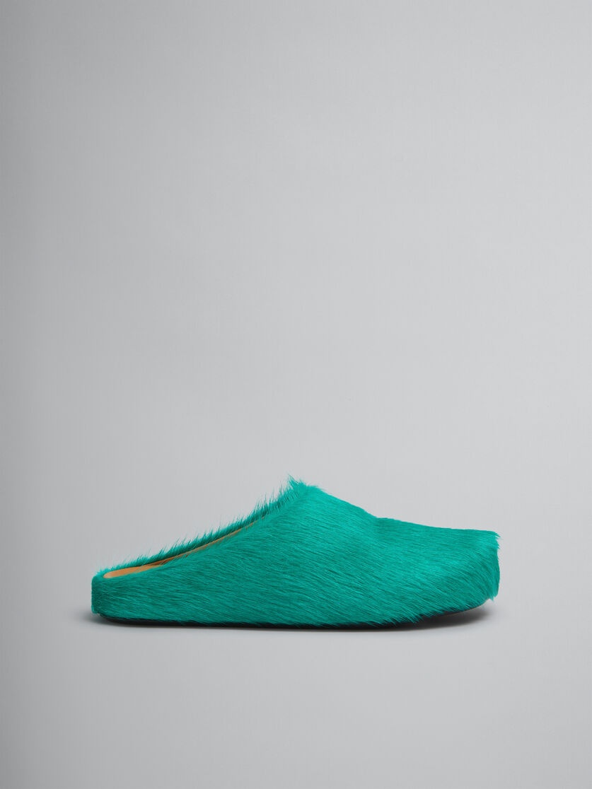 GREEN LONG-HAIR CALFSKIN FUSSBETT SABOT - 1