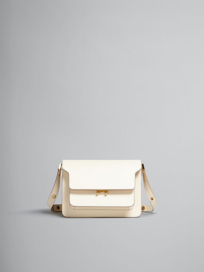CREAM SAFFIANO LEATHER MEDIUM TRUNK BAG - 1