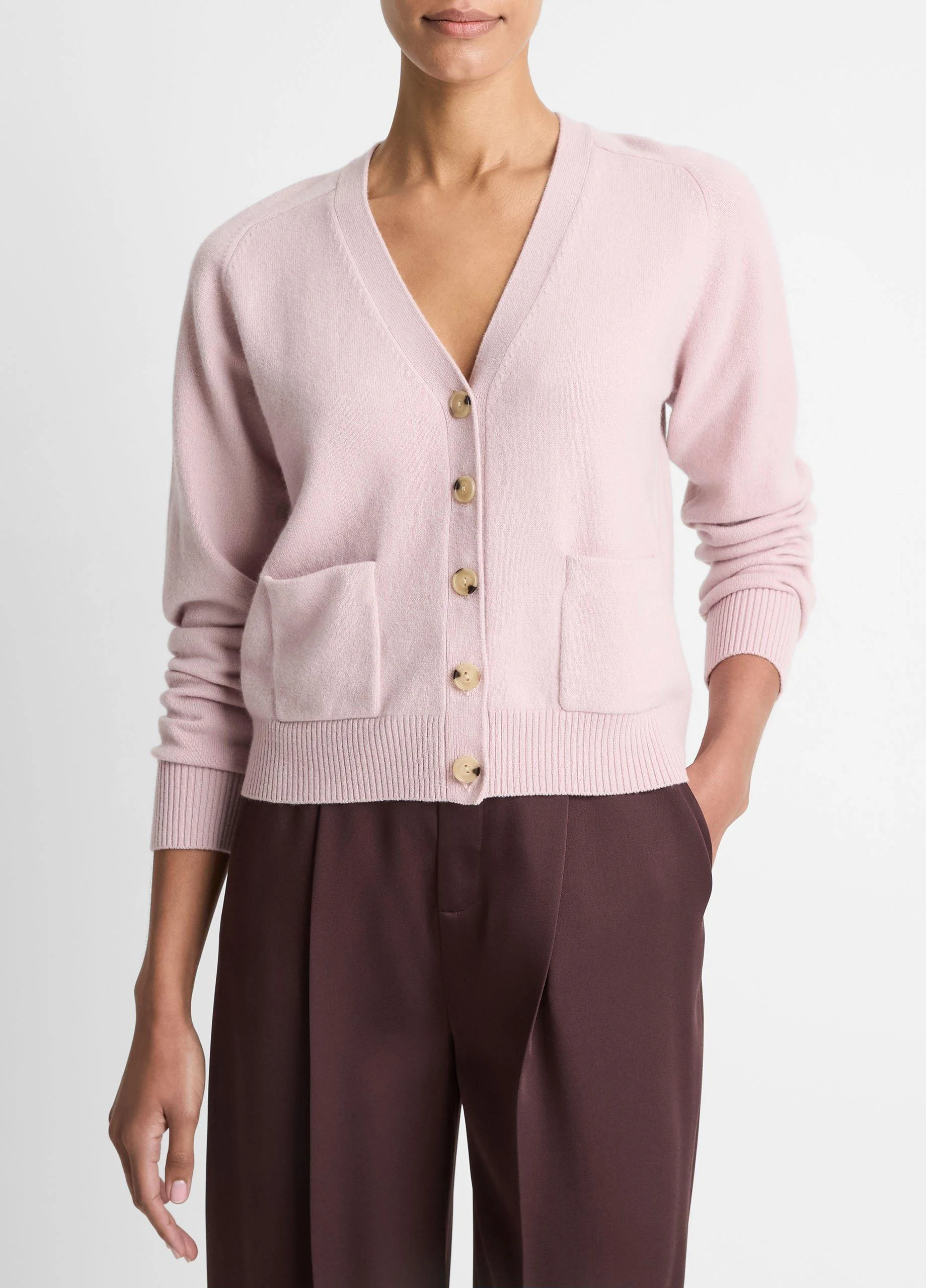 Wool & Cashmere-Blend Pocket V-Neck Cardigan - 1
