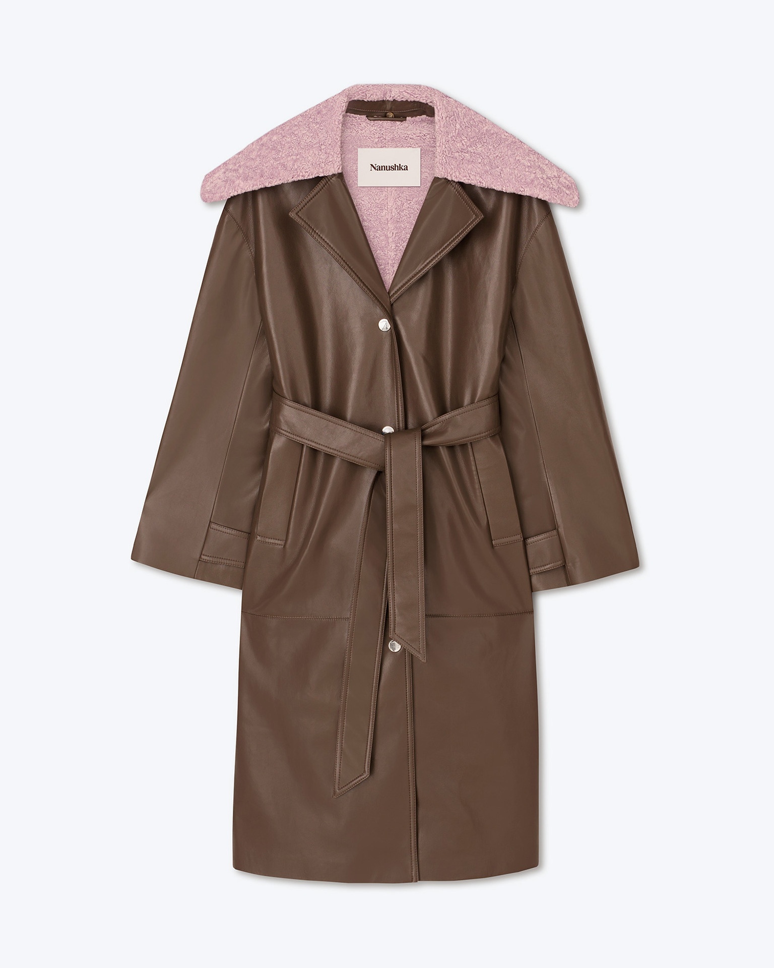 TRAVIS - Belted coat - Shiitake/lilac - 1