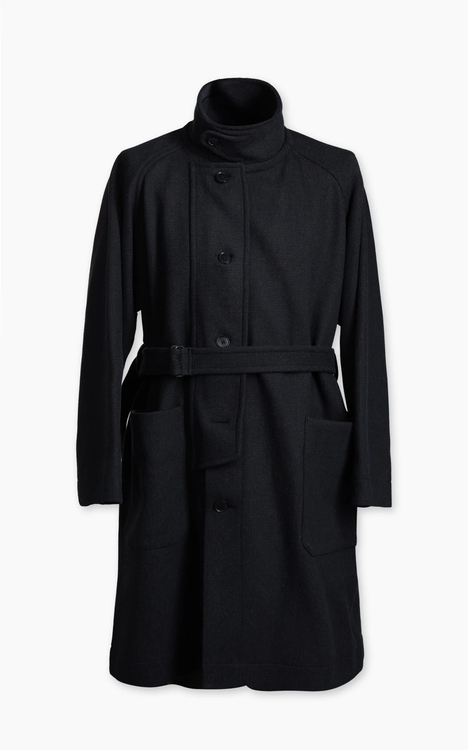 KAPTAIN SUNSHINE STAND COLLAR COAT DOUBLE CLOTH MELTON CHARCOAL - 1