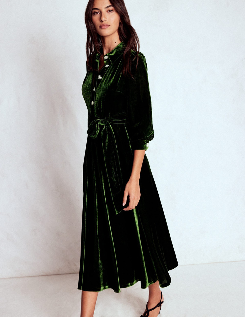 Vivienne Velvet Midi Dress-Green Fir 5
