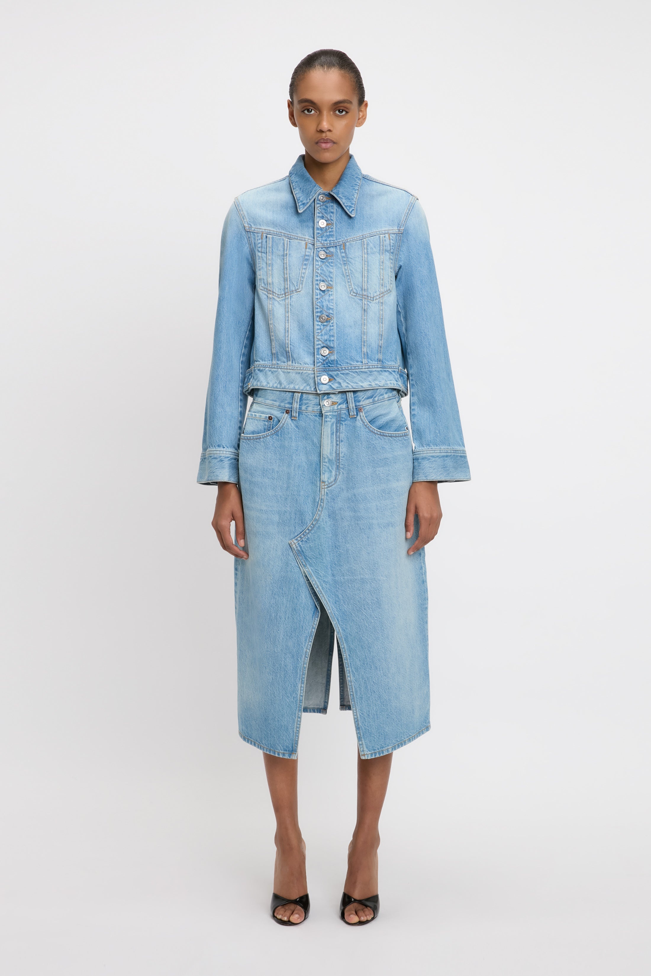 Denim Jacket In Light Blue Wash - 2