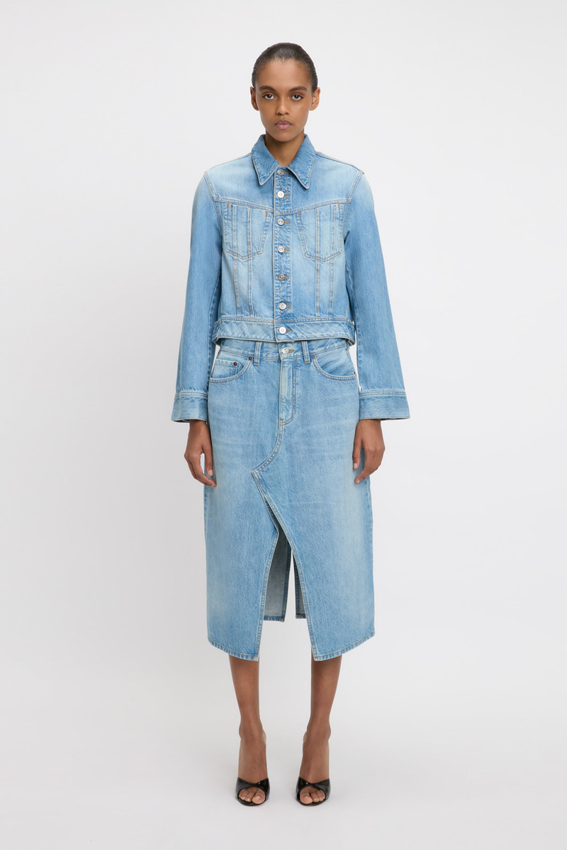 Victoria Beckham Denim Jacket In Light Blue Wash outlook