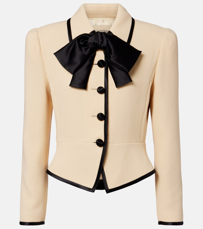 Bow-detail virgin wool crêpe jacket 1