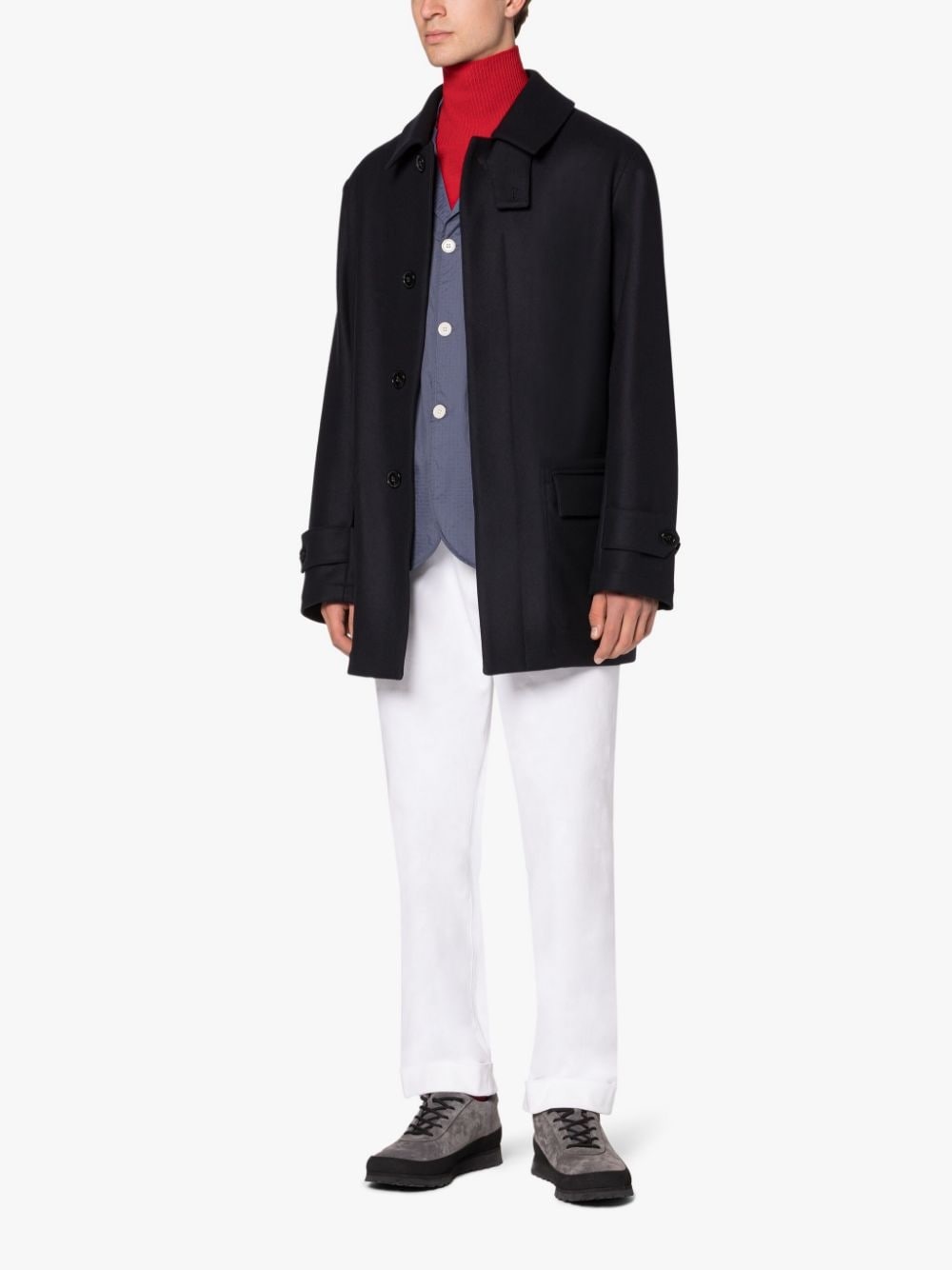 TRAVEL NAVY WOOL COAT - 4