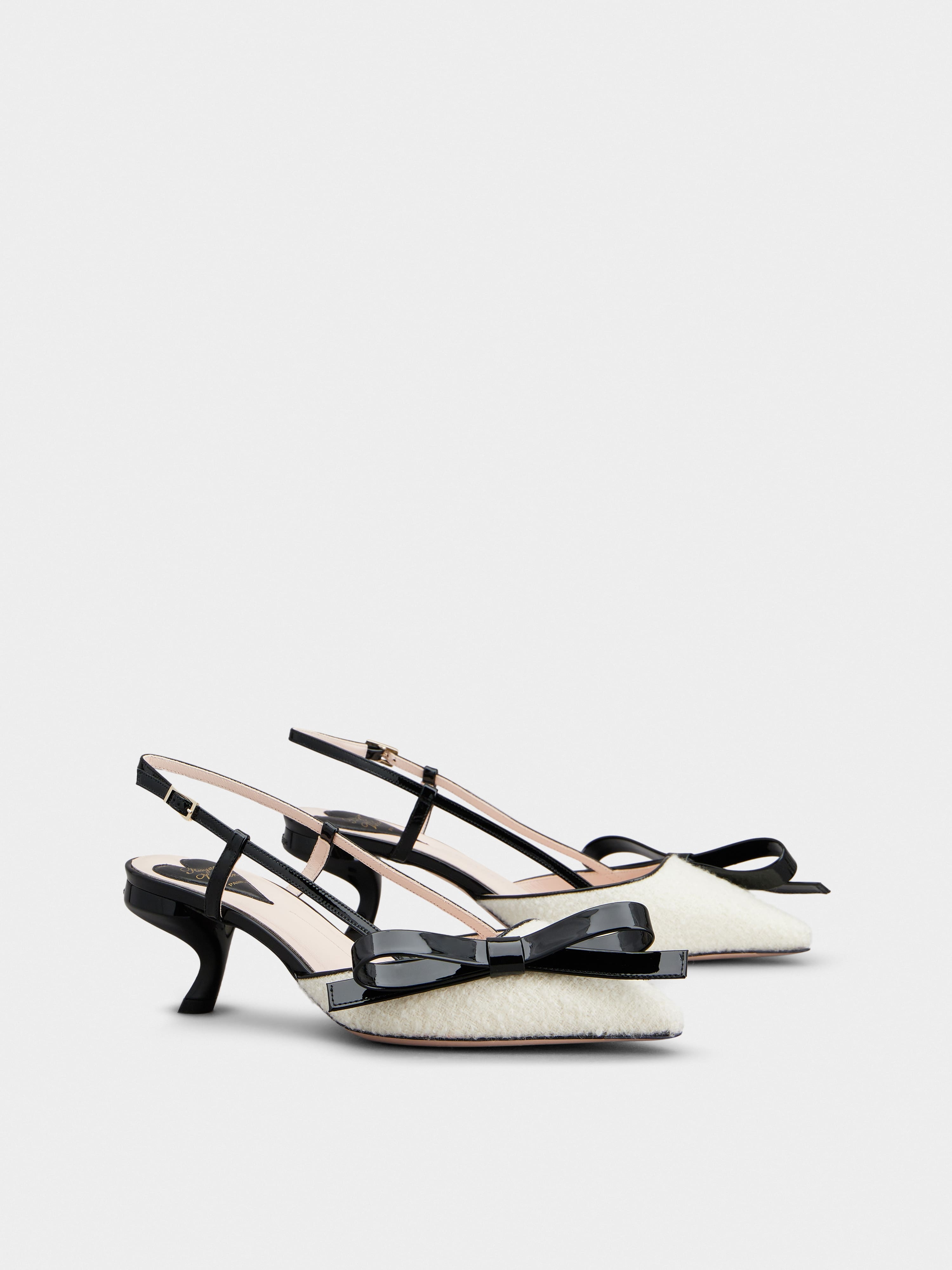 Virgule Bow Slingback Pumps in Fabric - 2