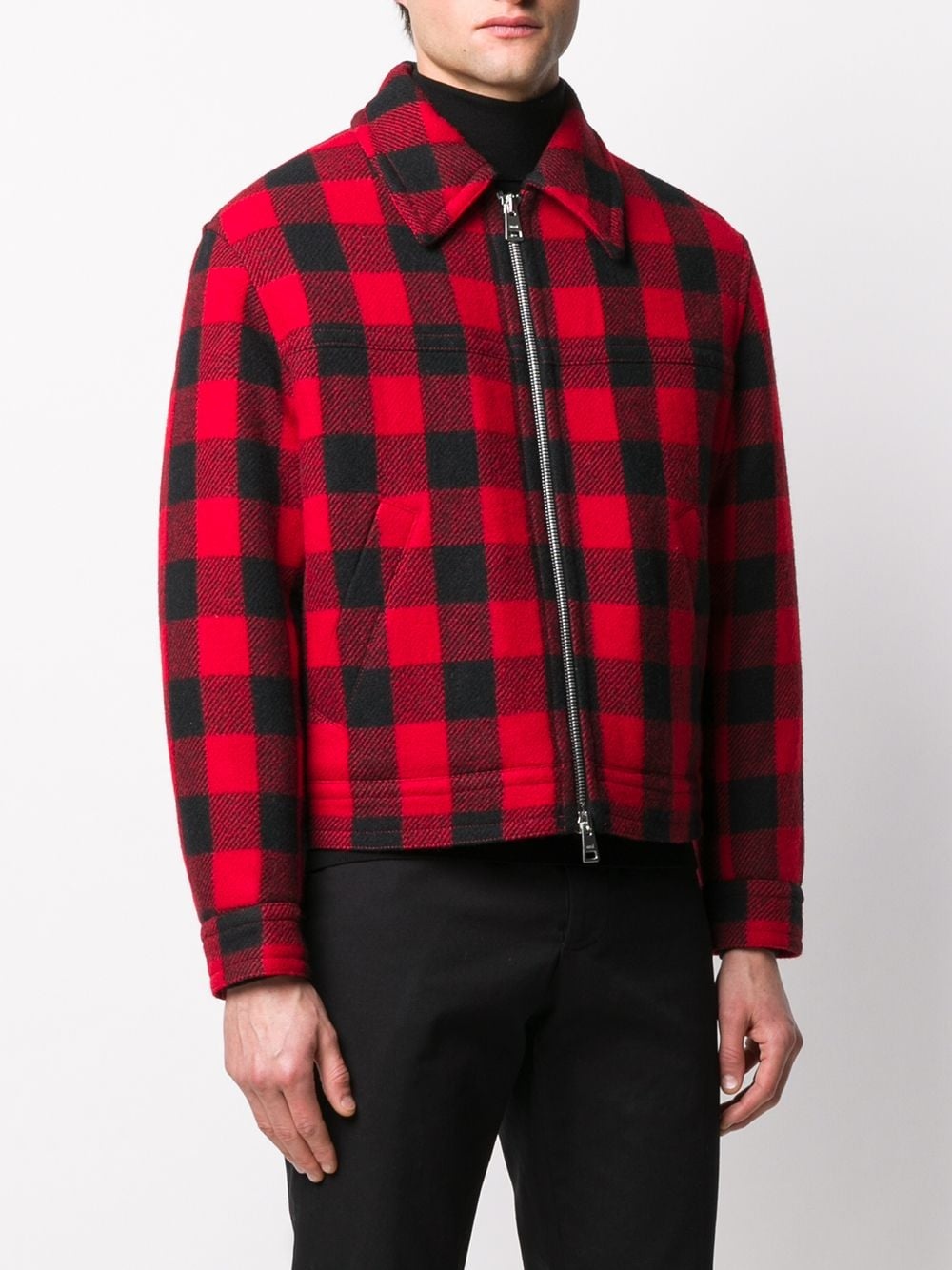 checked zip-through short jacket - 5