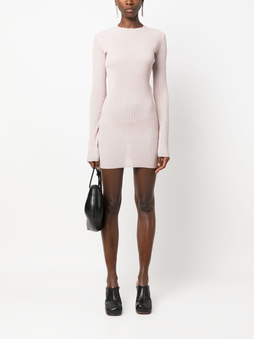 pleated long-sleeved minidress - 2
