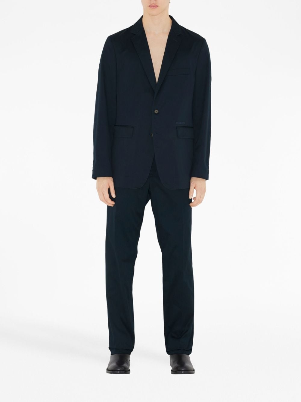 notched-collar cotton tailored blazer - 2