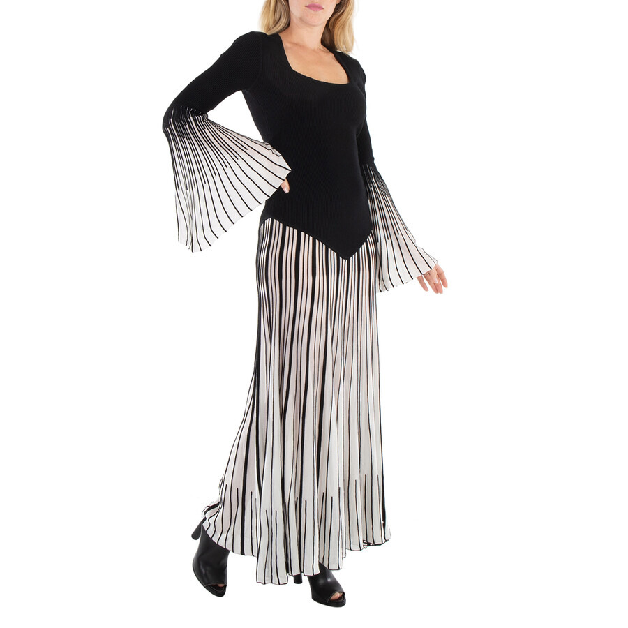 Chloe Ladies Black Pleated Knitted Maxi Dress - 5