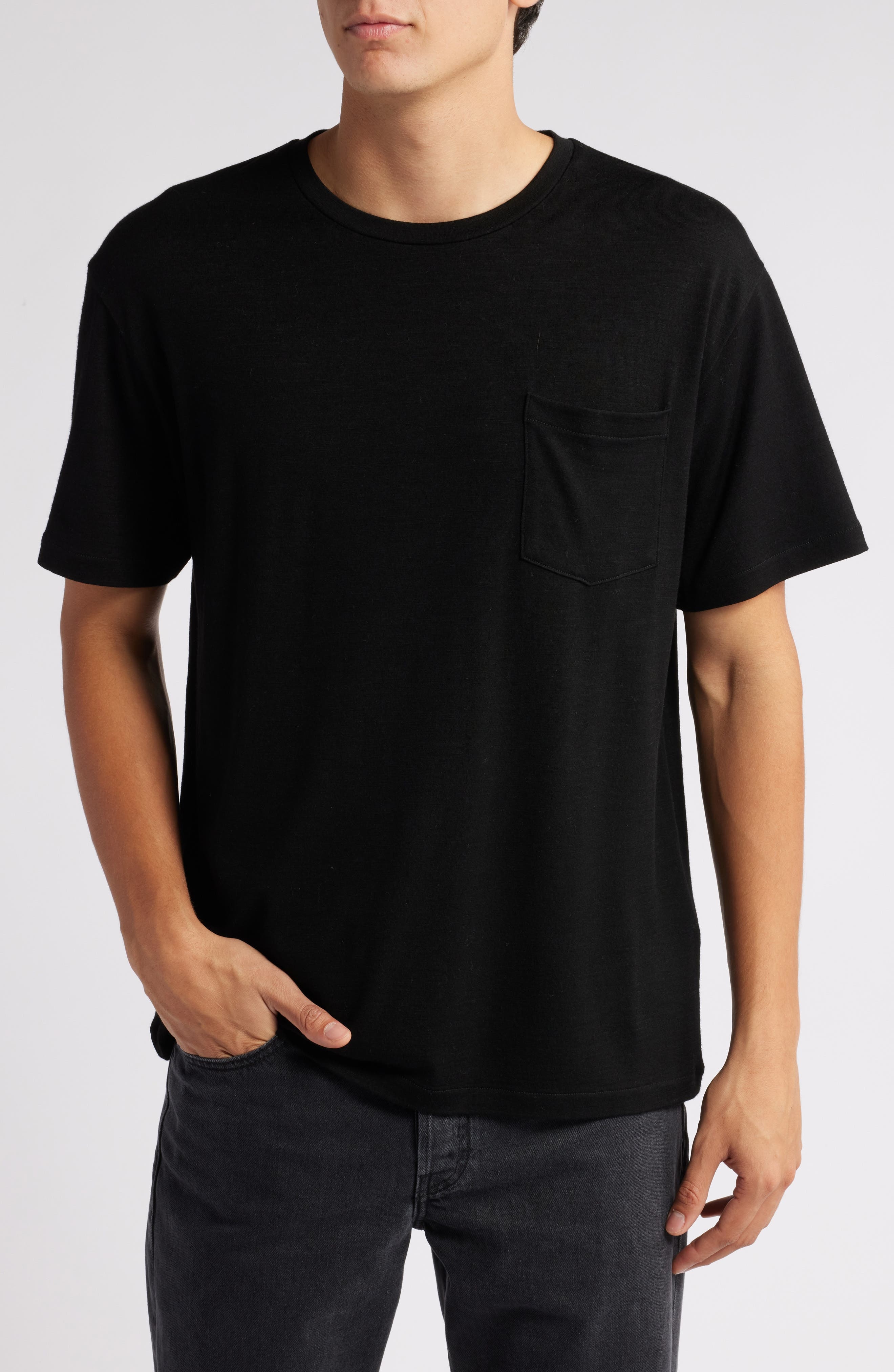 FRAME Lightweight Wool T-Shirt in Black at Nordstrom - 1