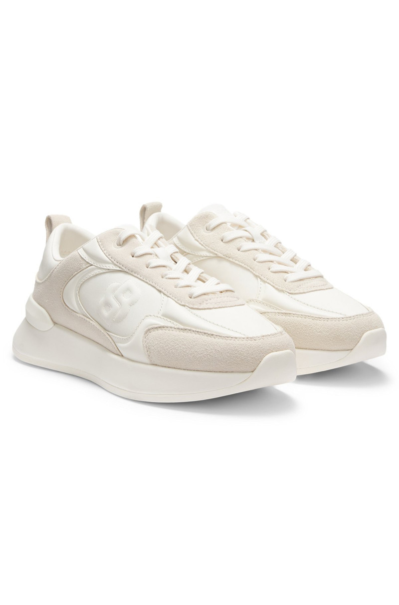 SUEDE-TRIM TRAINERS IN FAUX LEATHER 2