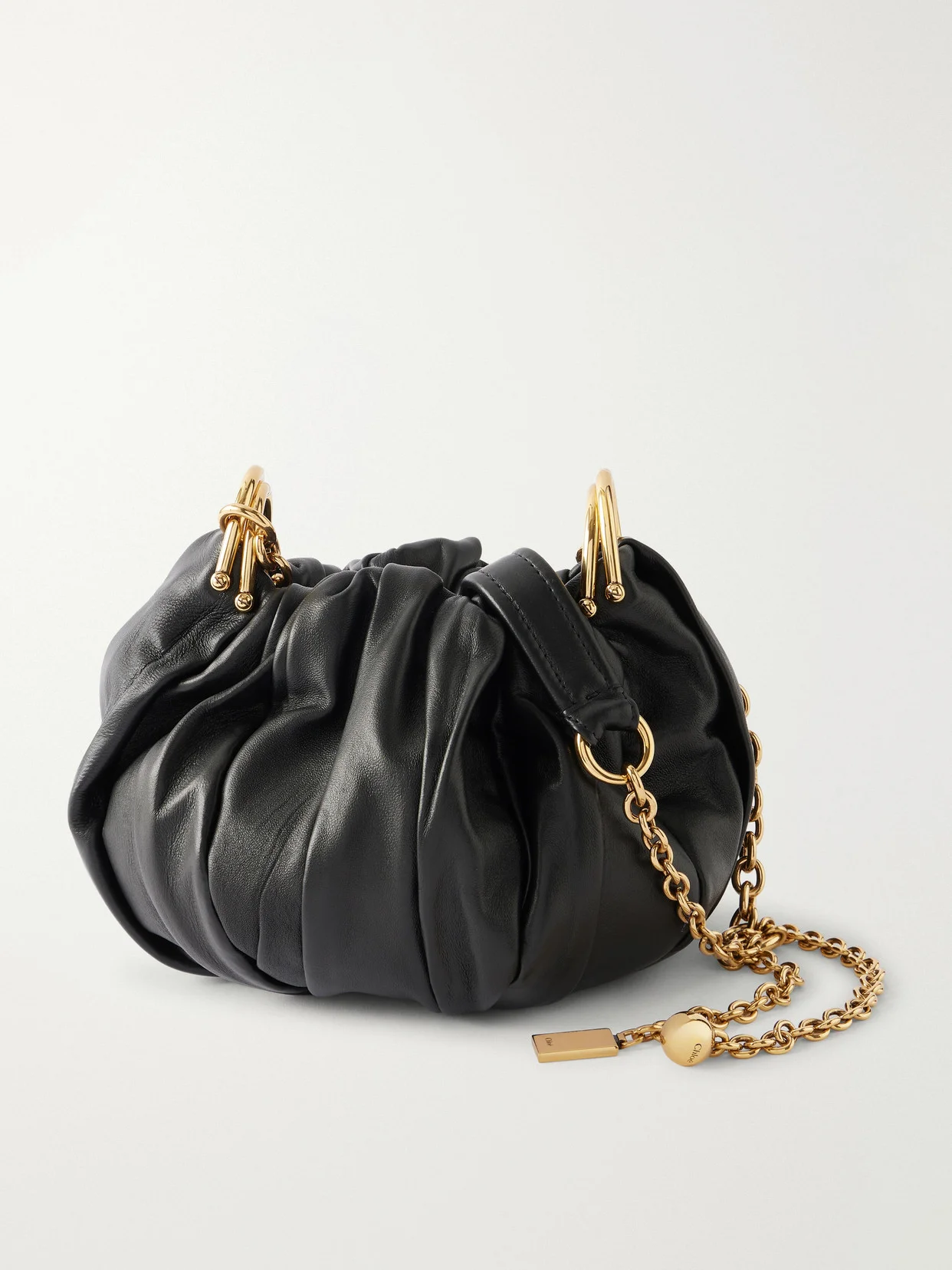 Pleated Leather Shoulder Bag - 1