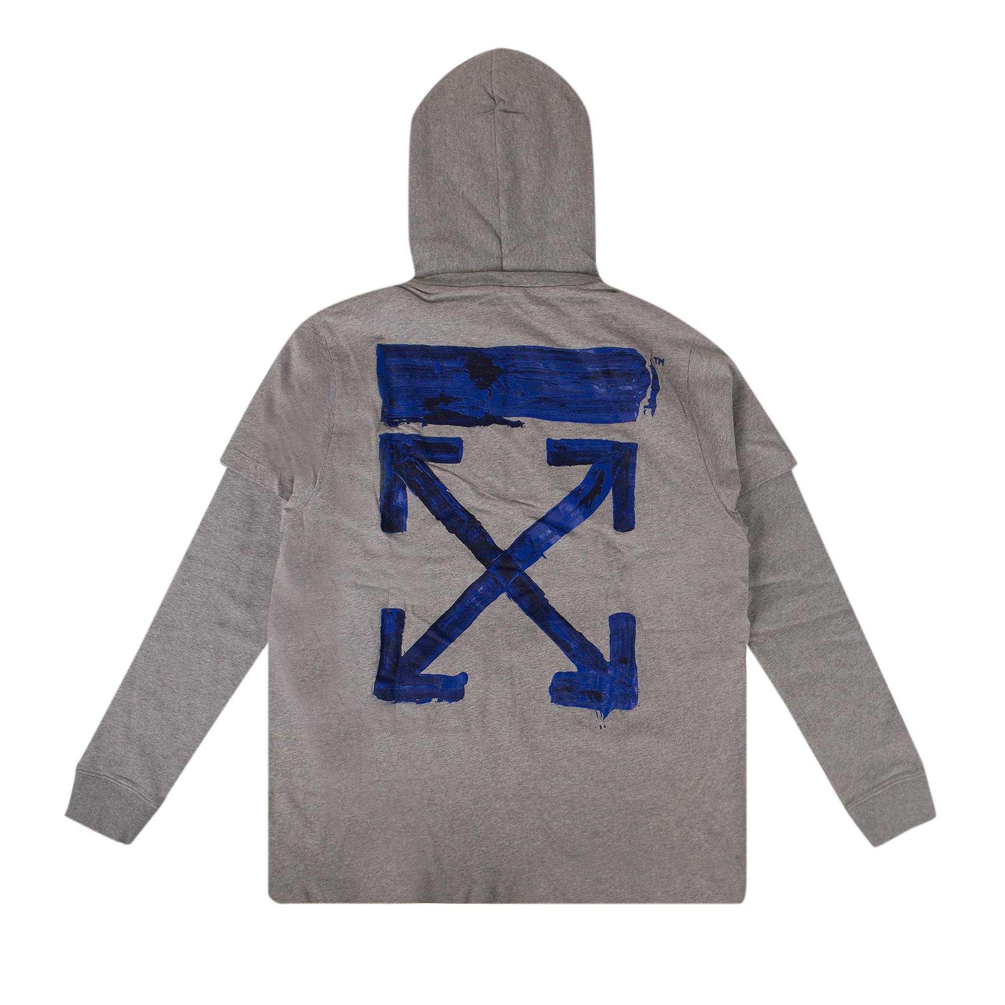 Off-White Oversized Logo Double Sleeve Hooded Sweatshirt 'Grey' - 2