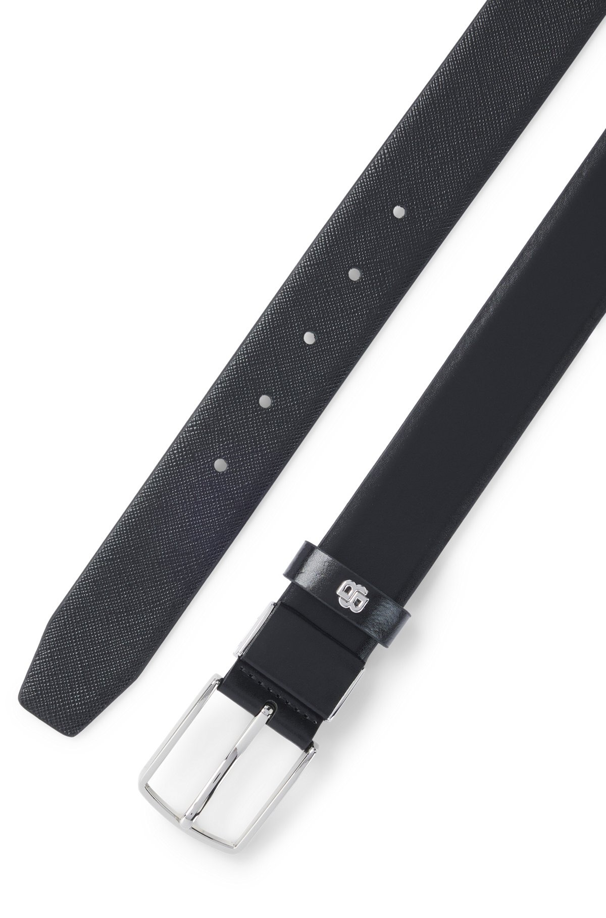 PORSCHE X BOSS REVERSIBLE LEATHER BELT WITH DOUBLE B MONOGRAM KEEPER - 3