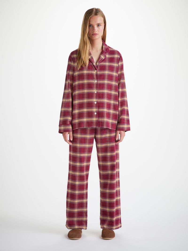 Women's Pajamas Kelburn 48 Brushed Cotton Burgundy - 2