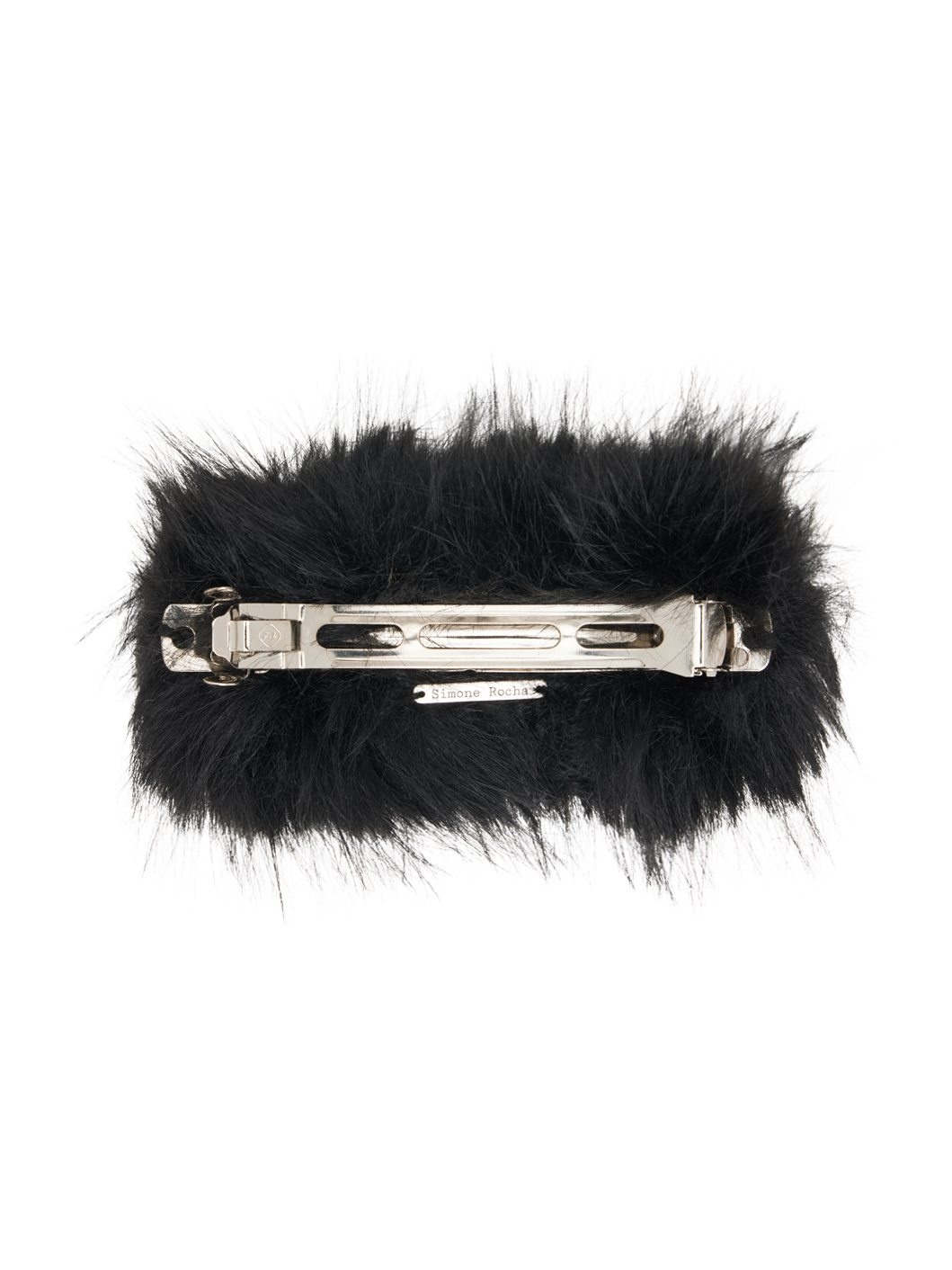 Black Furry Crystal Hair Clip - 2