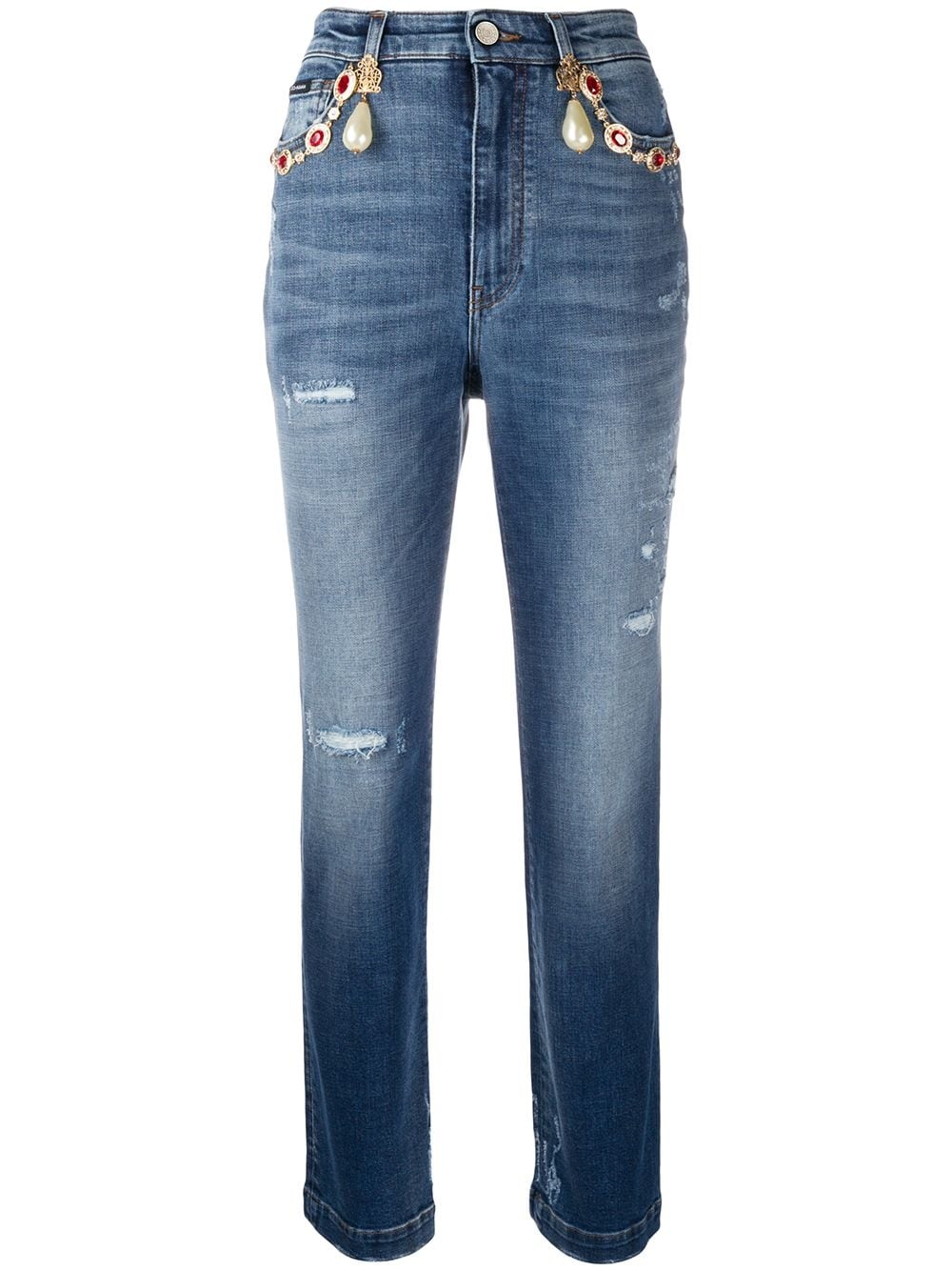 high-waisted cropped jeans - 1