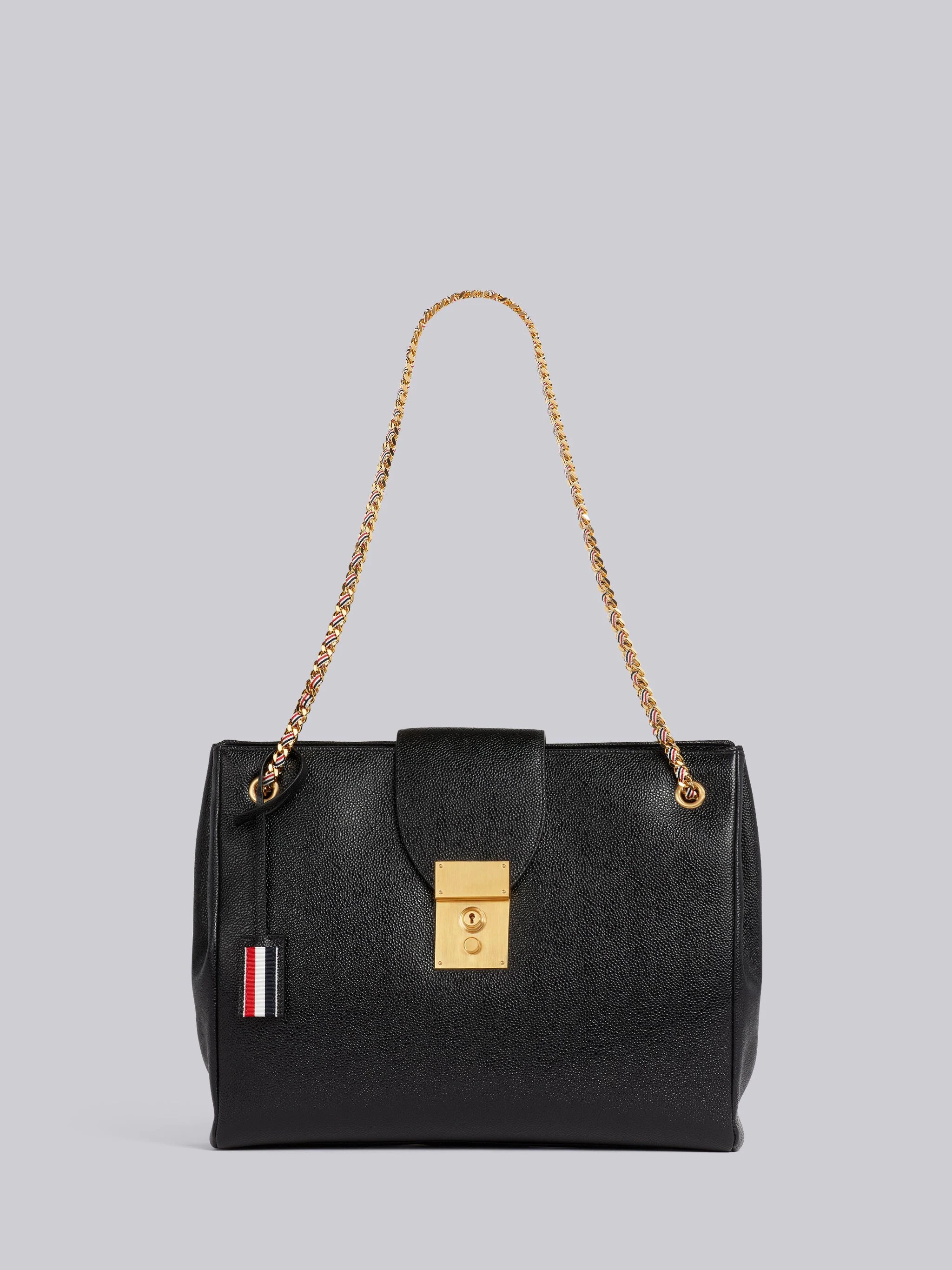 Black Pebble Grain Leather Mrs. Thom Chain Tote - 1