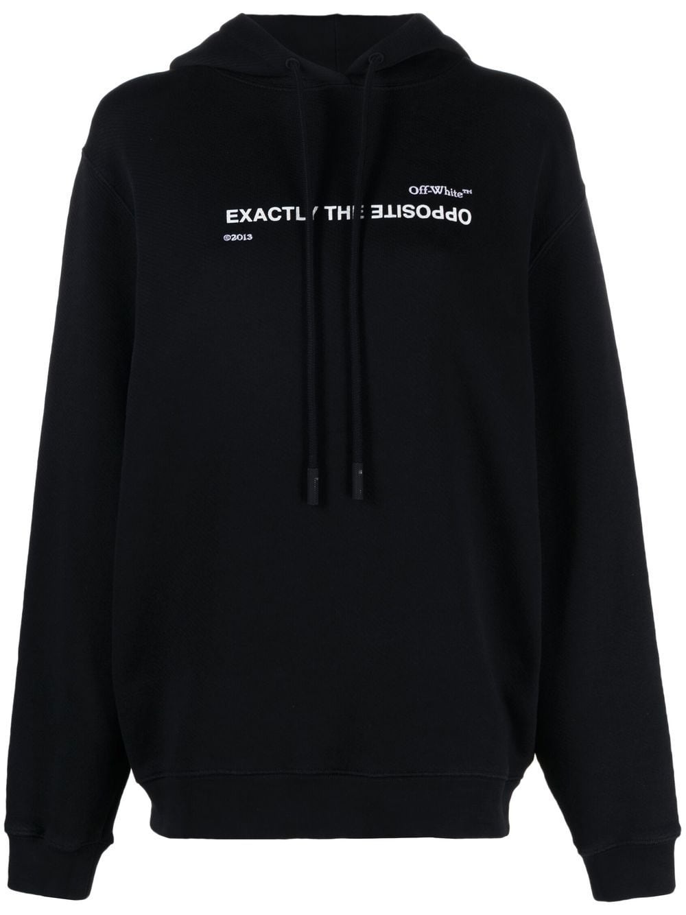 slogan-print drawstring hoodie - 1