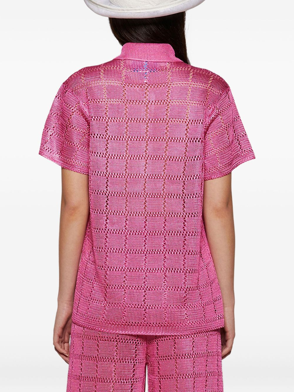 short-sleeve grid-pattern shirt - 5