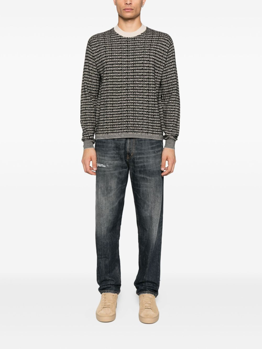 logo-print wool sweater - 2