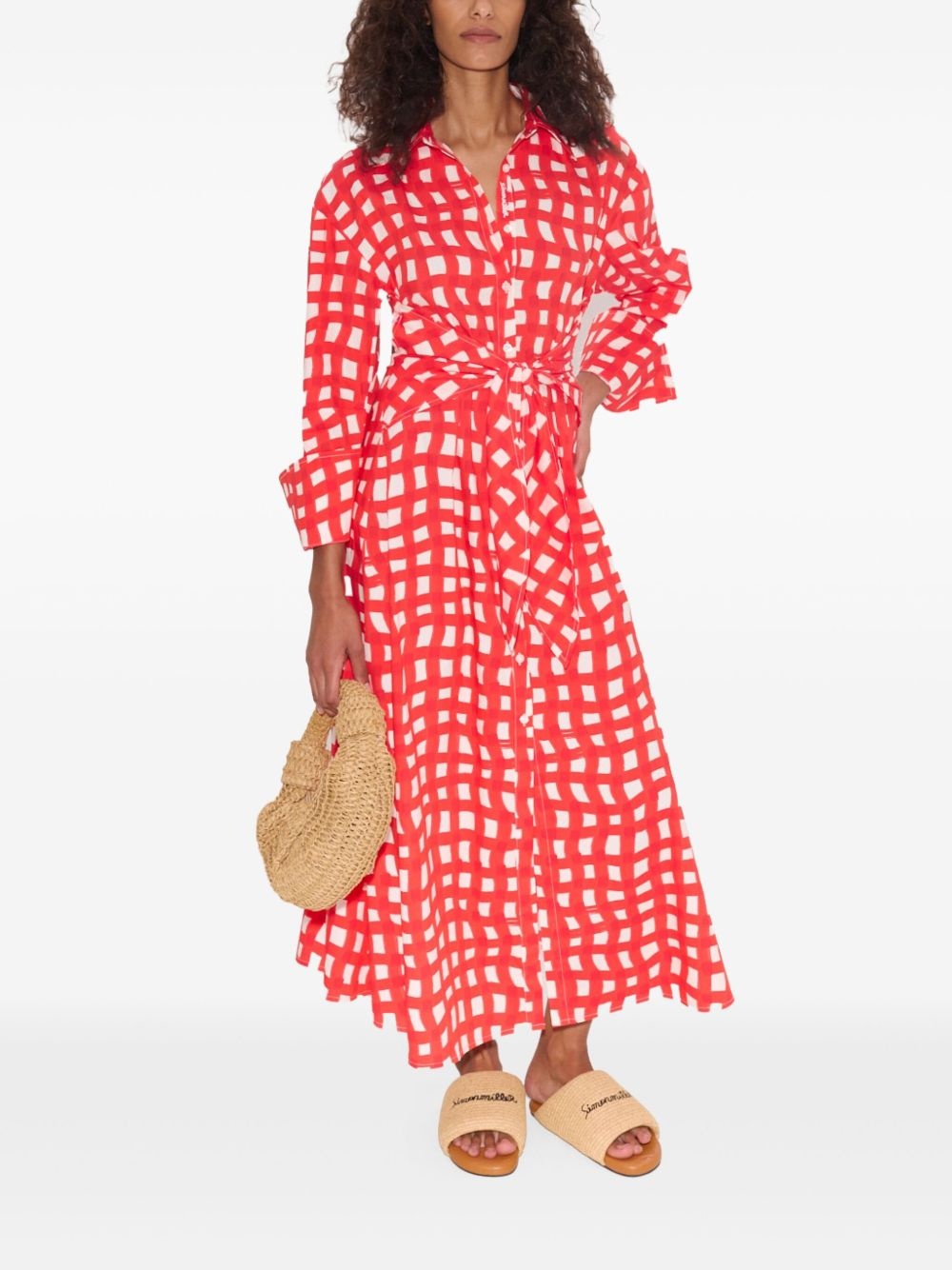 gingham midi dress - 3