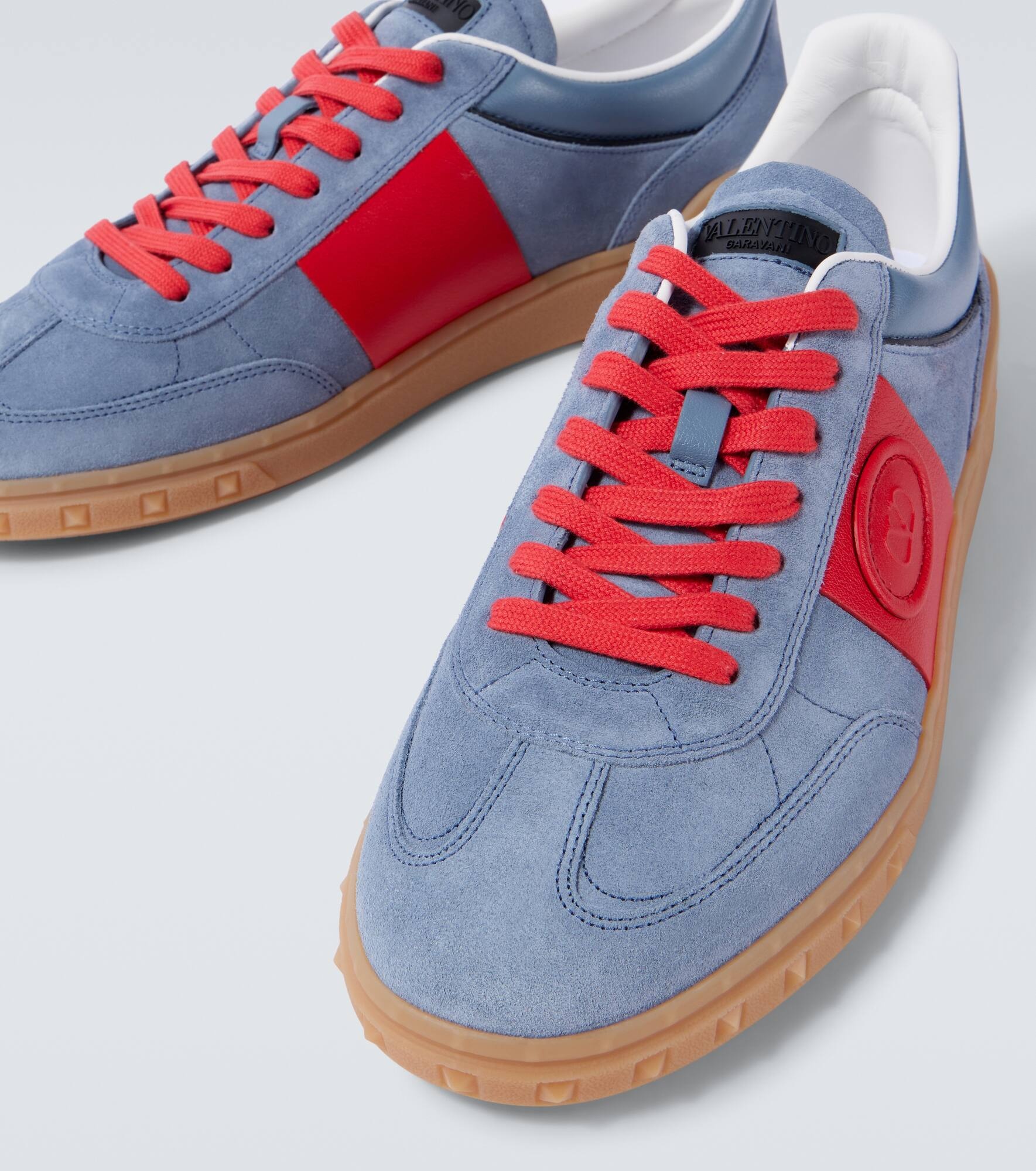 Upvillage leather-trimmed suede sneakers - 3