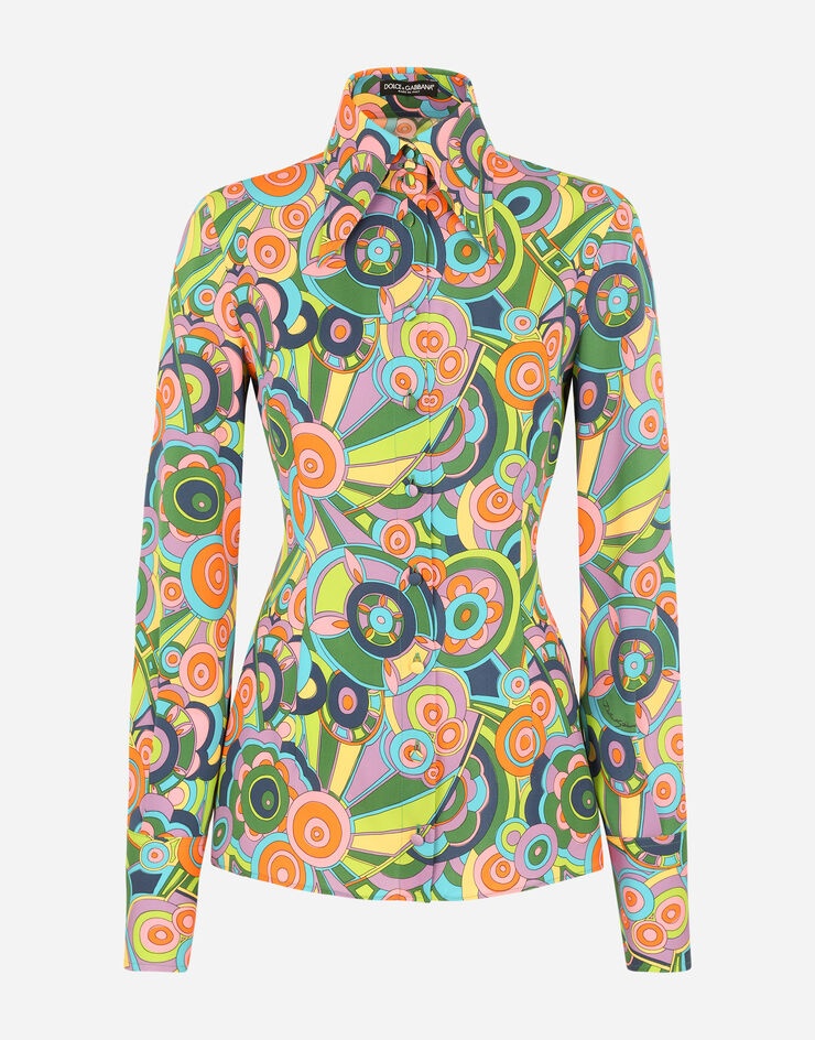 60s-print charmeuse shirt - 3