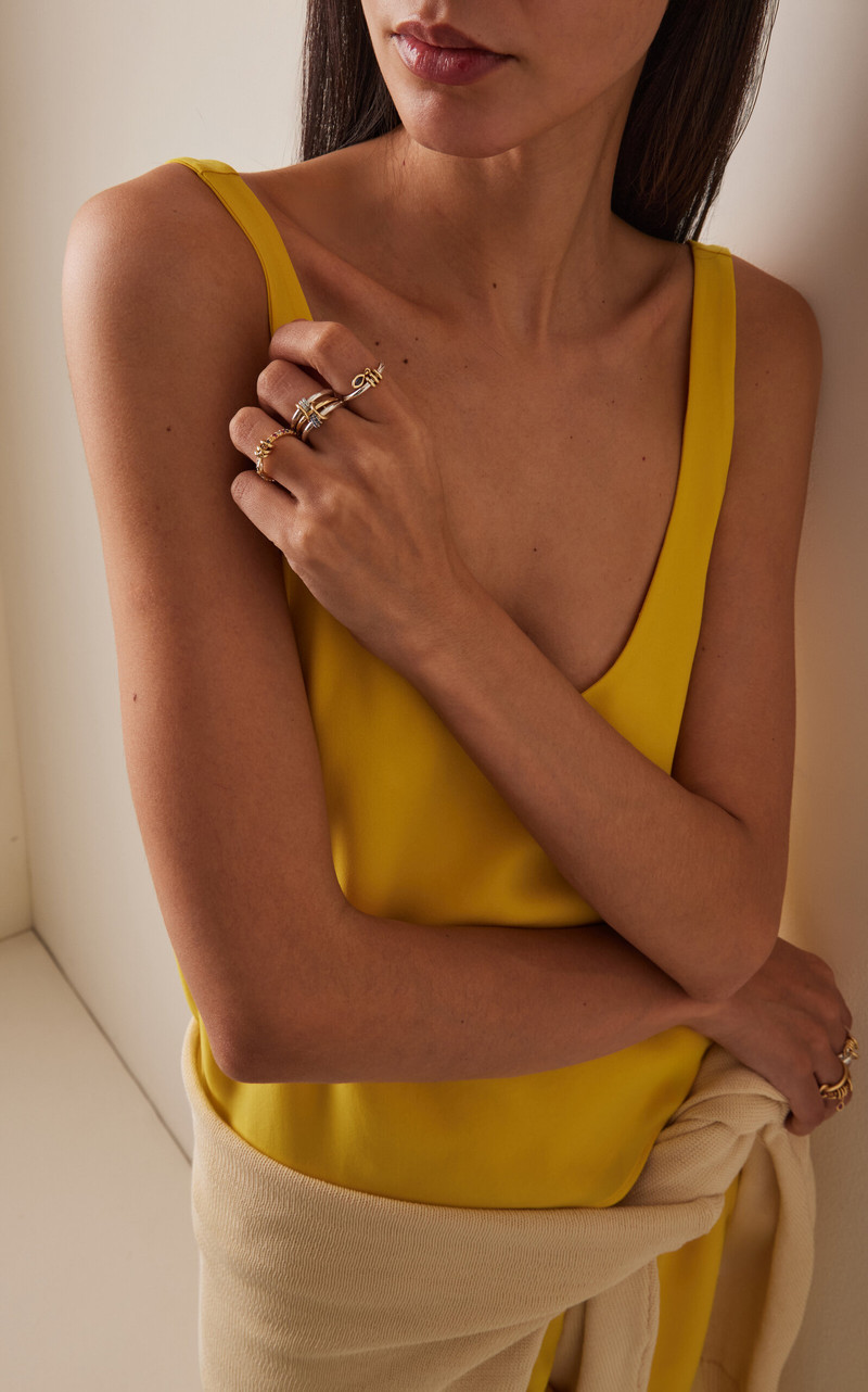 Exclusive La Isla 18K Yellow Gold and Sterling Silver Jovie Bleu Ring blue 3