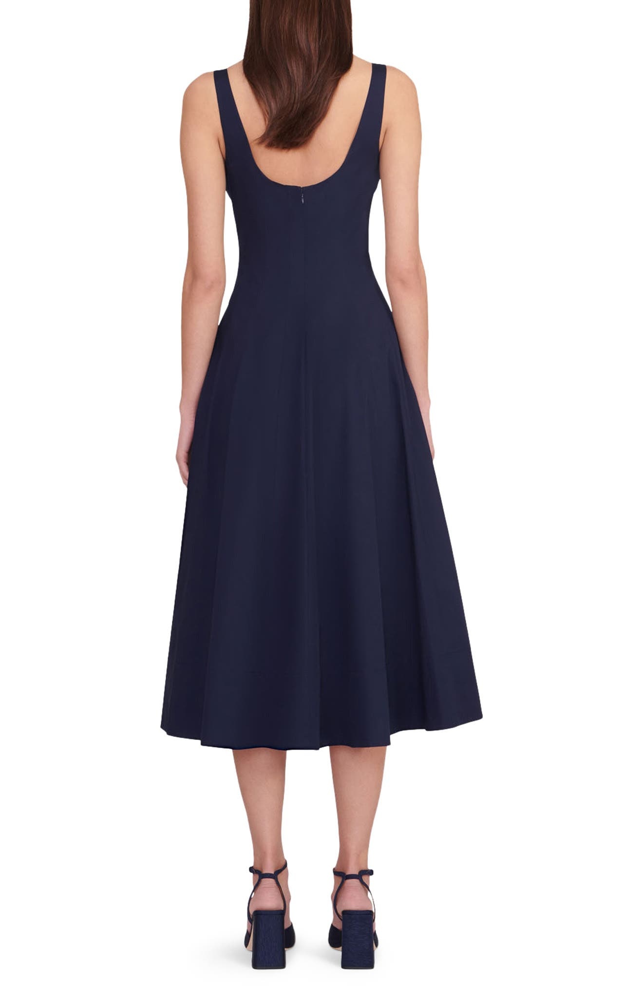 Wells Stretch Cotton Poplin Midi Fit & Flare Dress - 2