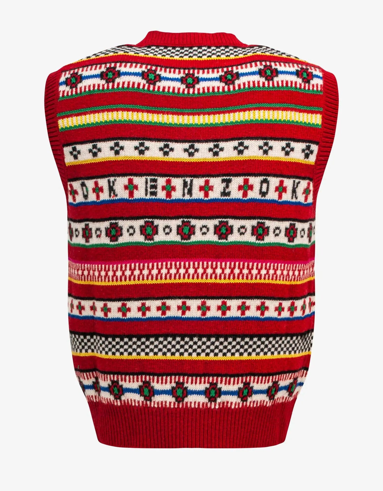 Kenzo Red Fair Isle Jacquard Sleeveless Jumper - 2