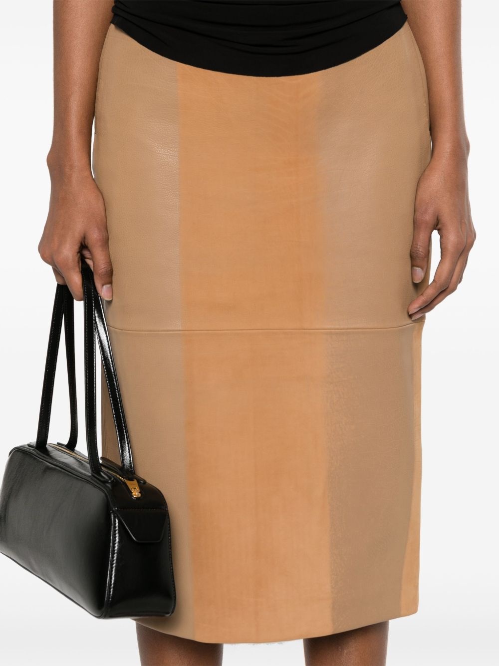 scuffed-leather midi skirt - 5