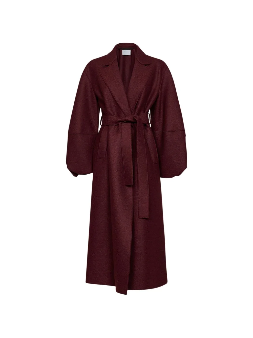 belted balloon-sleeve coat - 1