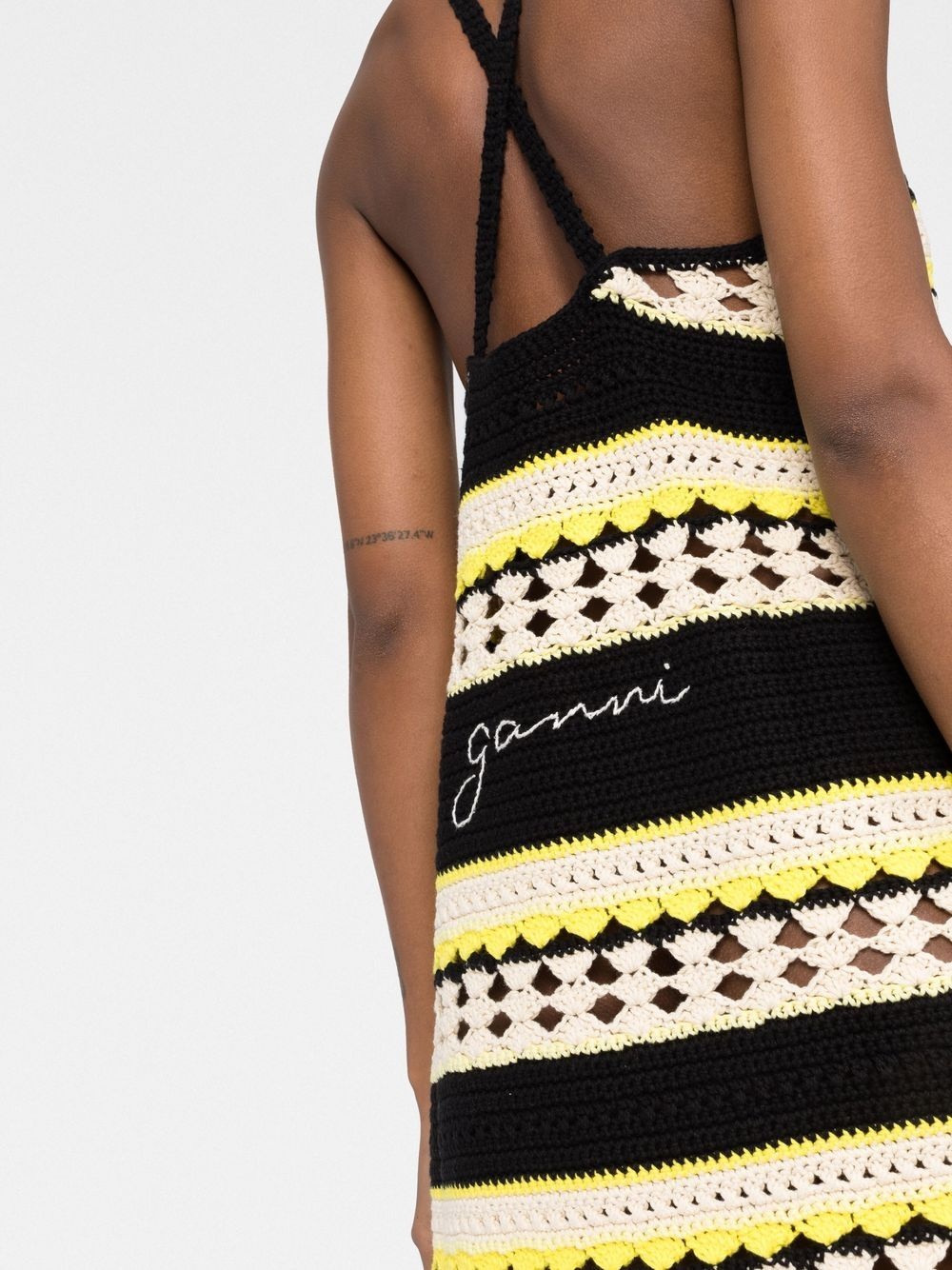 striped open-knit minidress - 5