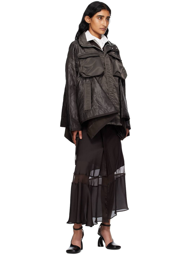 sacai Brown Nylon Twill Mix Coat outlook