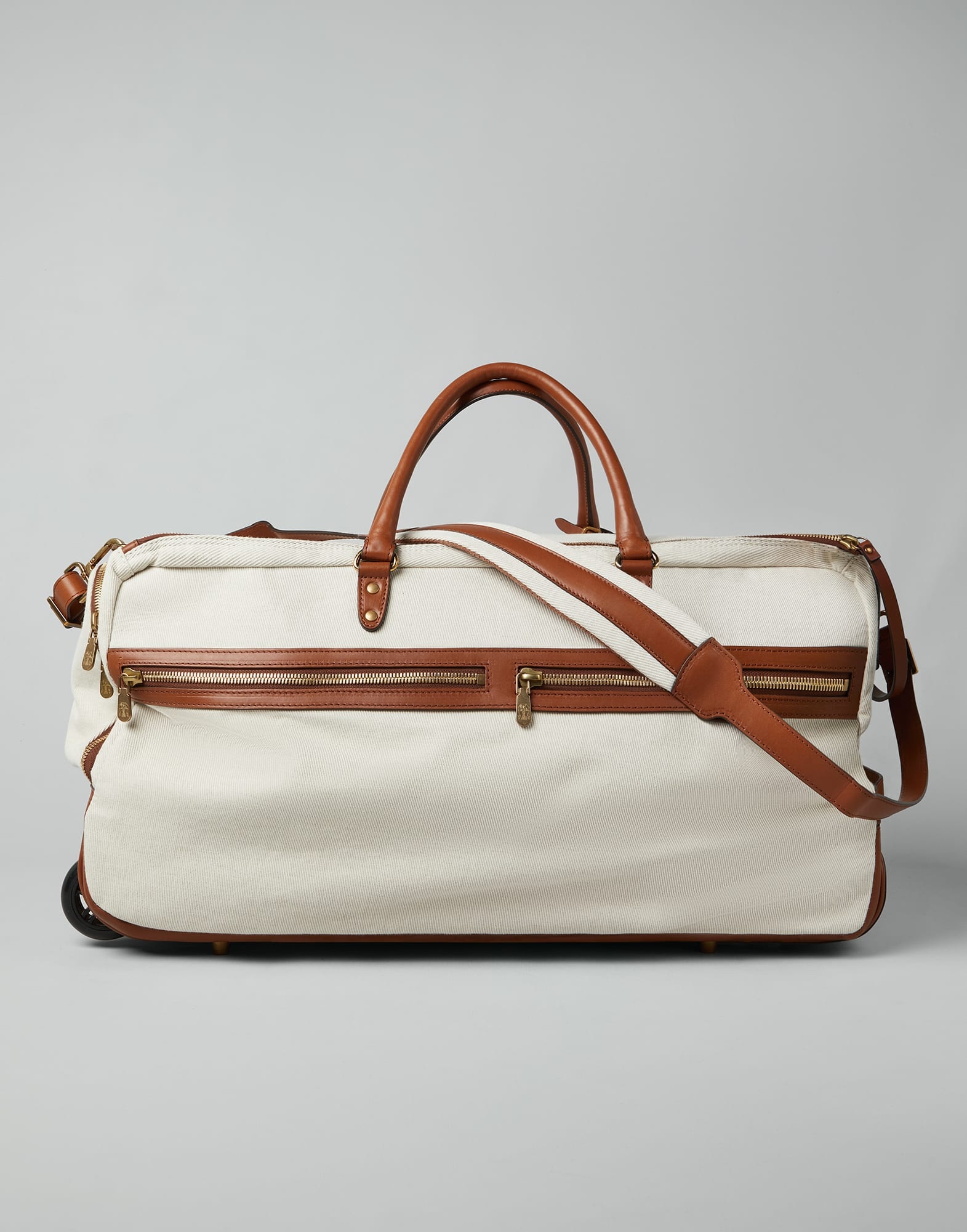 Cotton and linen cavalry and calfskin trolley bag - 2