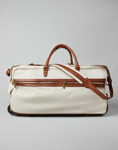 Brunello Cucinelli Cotton and linen cavalry and calfskin trolley bag outlook