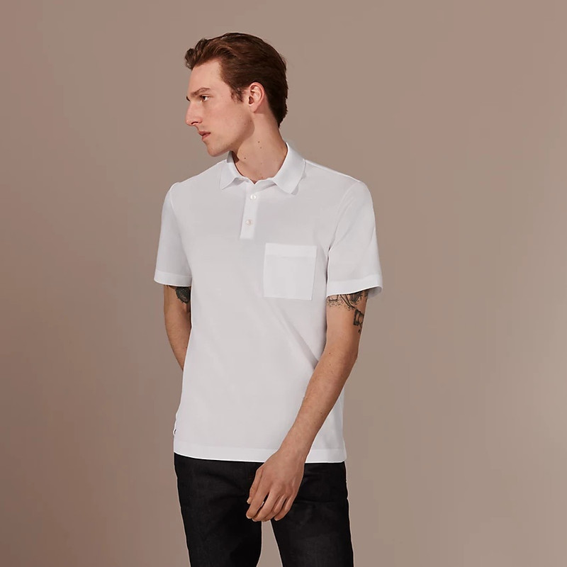 H embroidered buttoned polo shirt 1