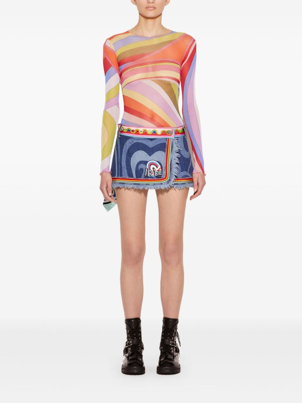 Marmo-print denim skirt - 2