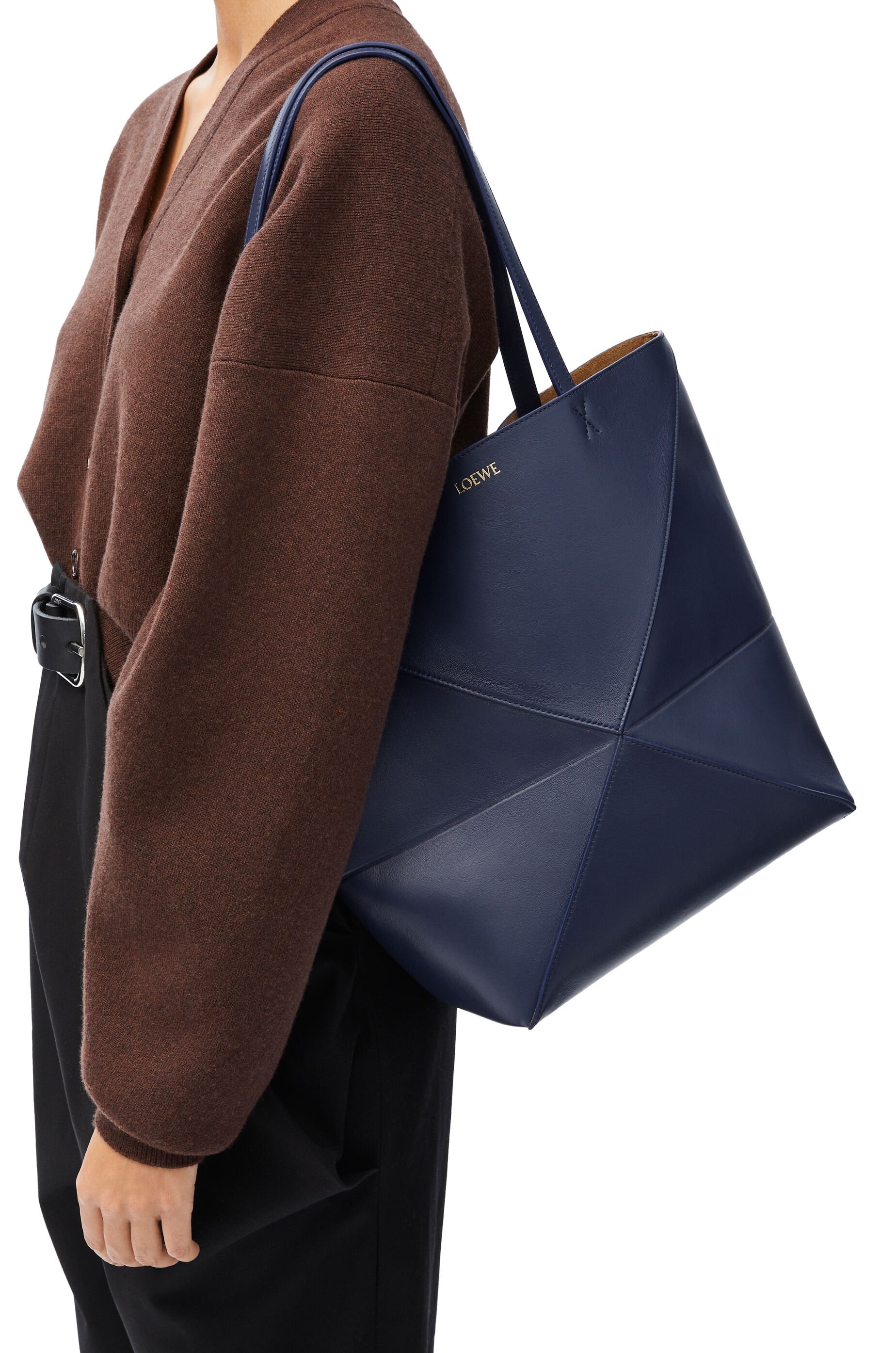 Puzzle Fold Tote in shiny calfskin - 2