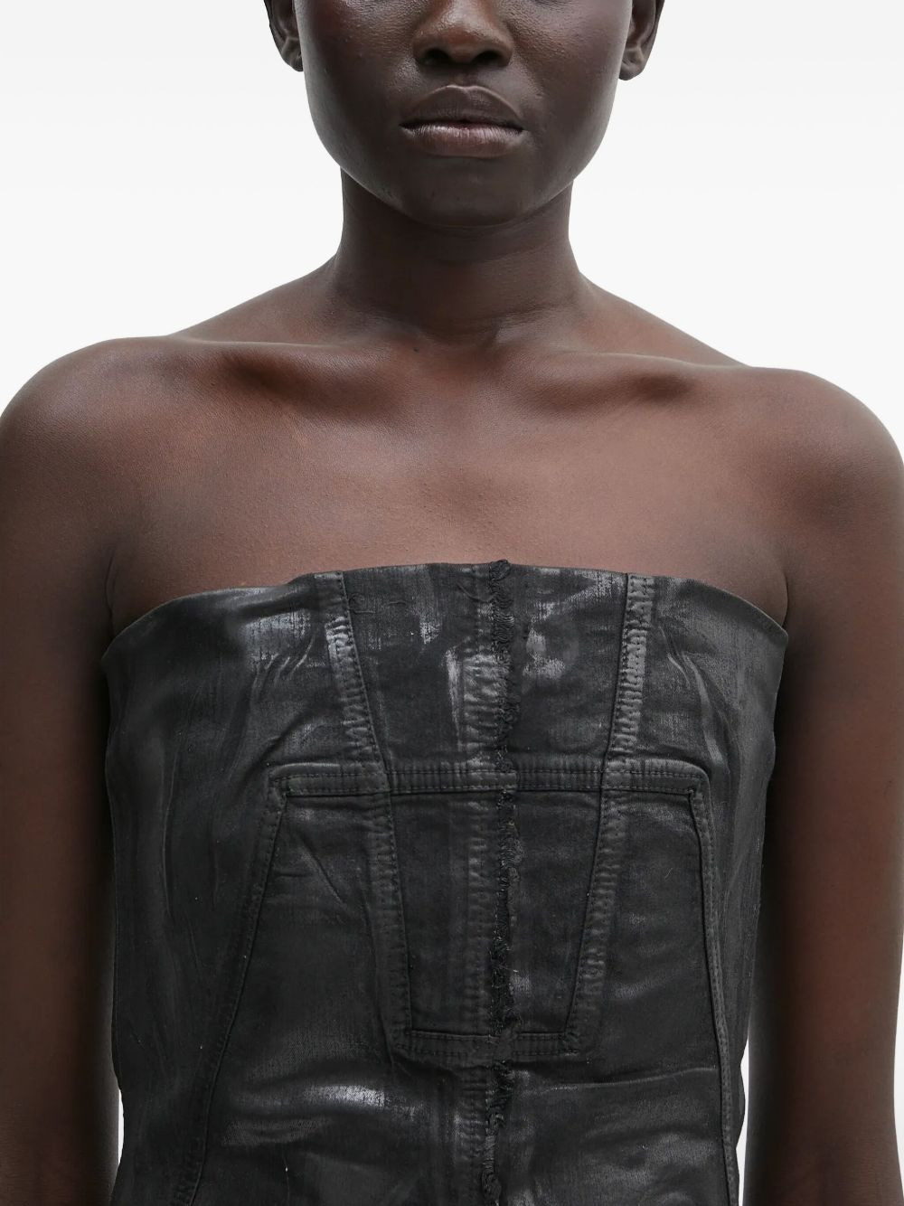 strapless frayed-hem vest - 4