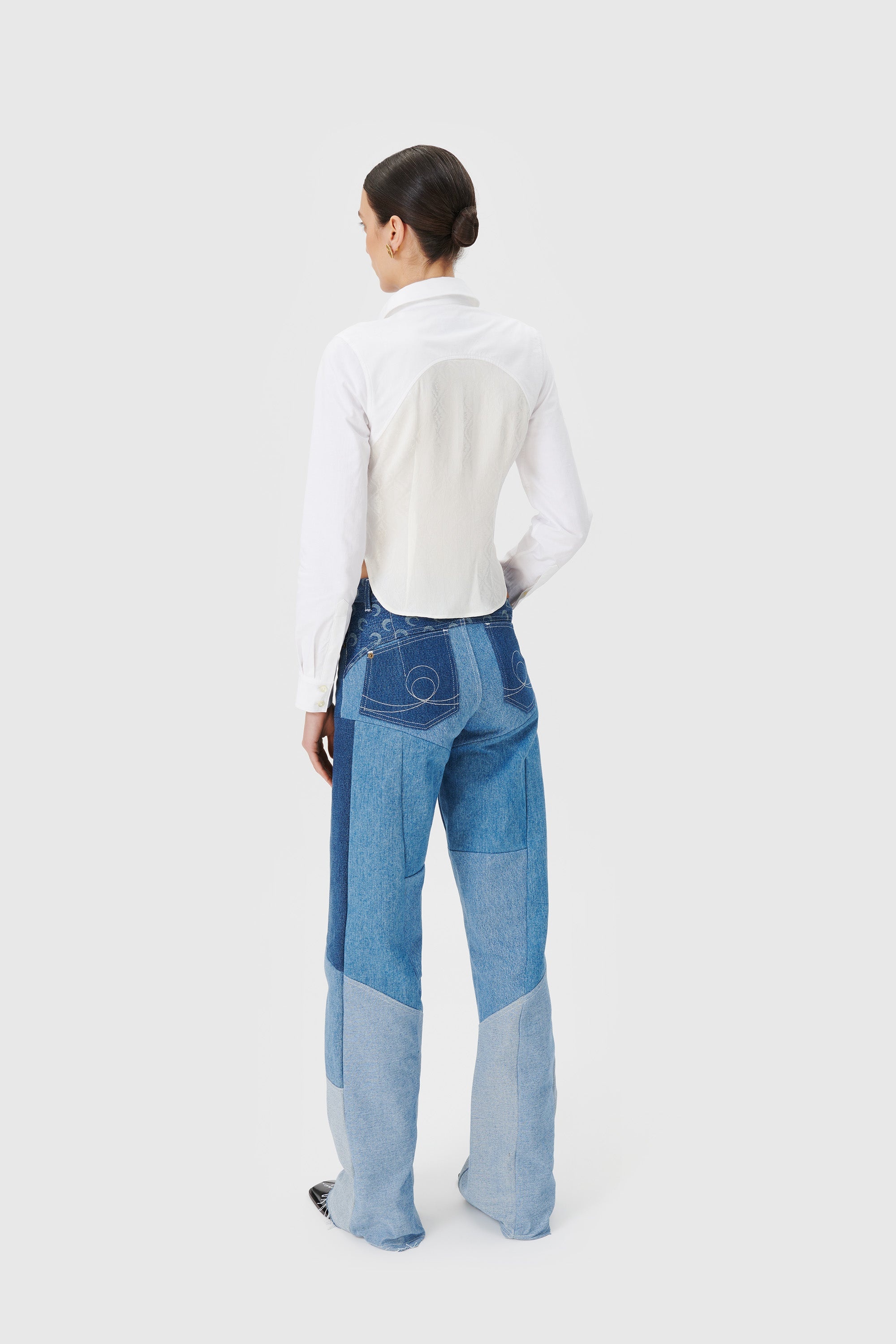 Regenerated Denim Flare Pants - 3