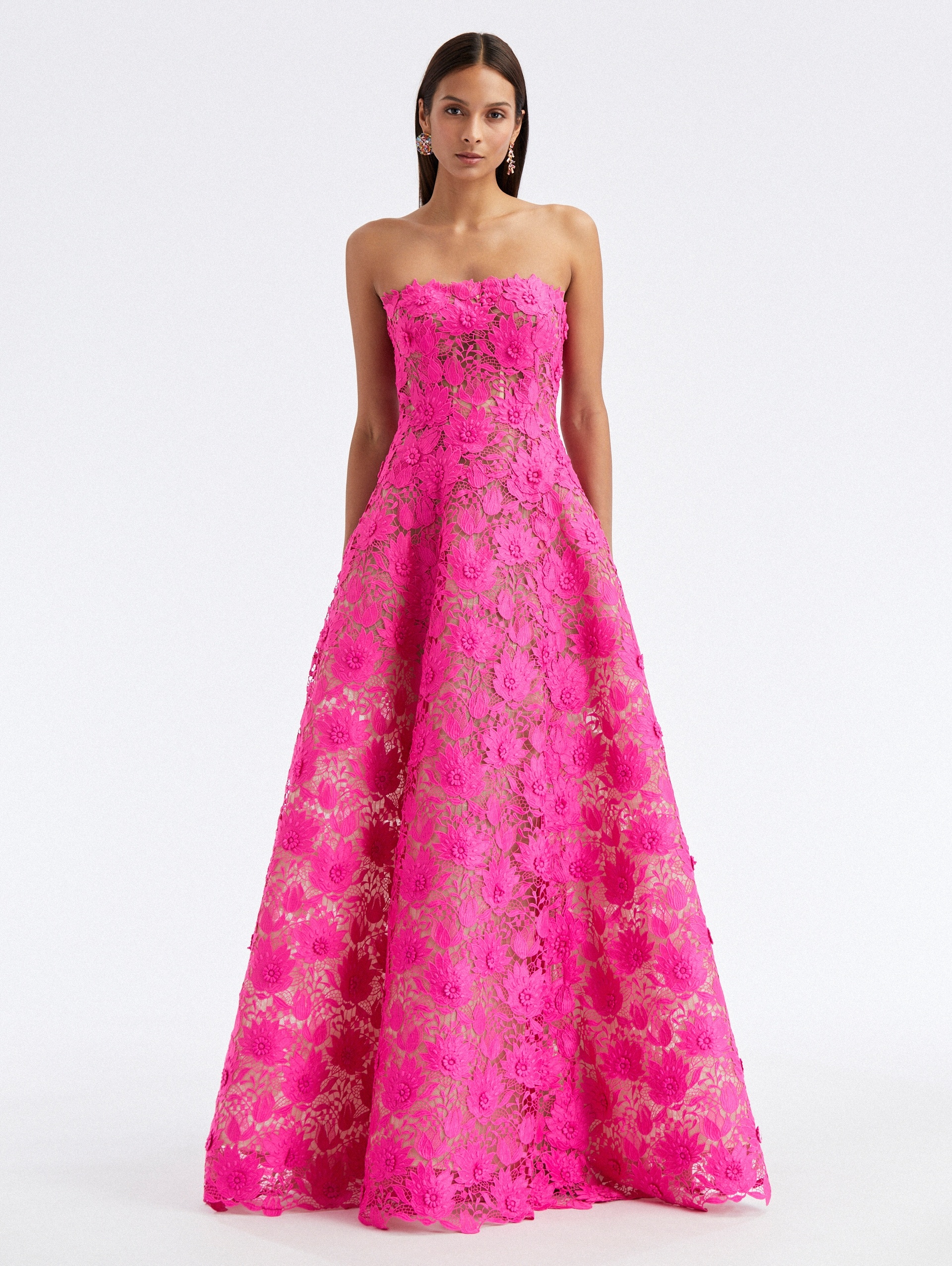 oscar de la renta water lily guipure lace dress Oscar de la Renta Water Lily Guipure Lace Dress in White