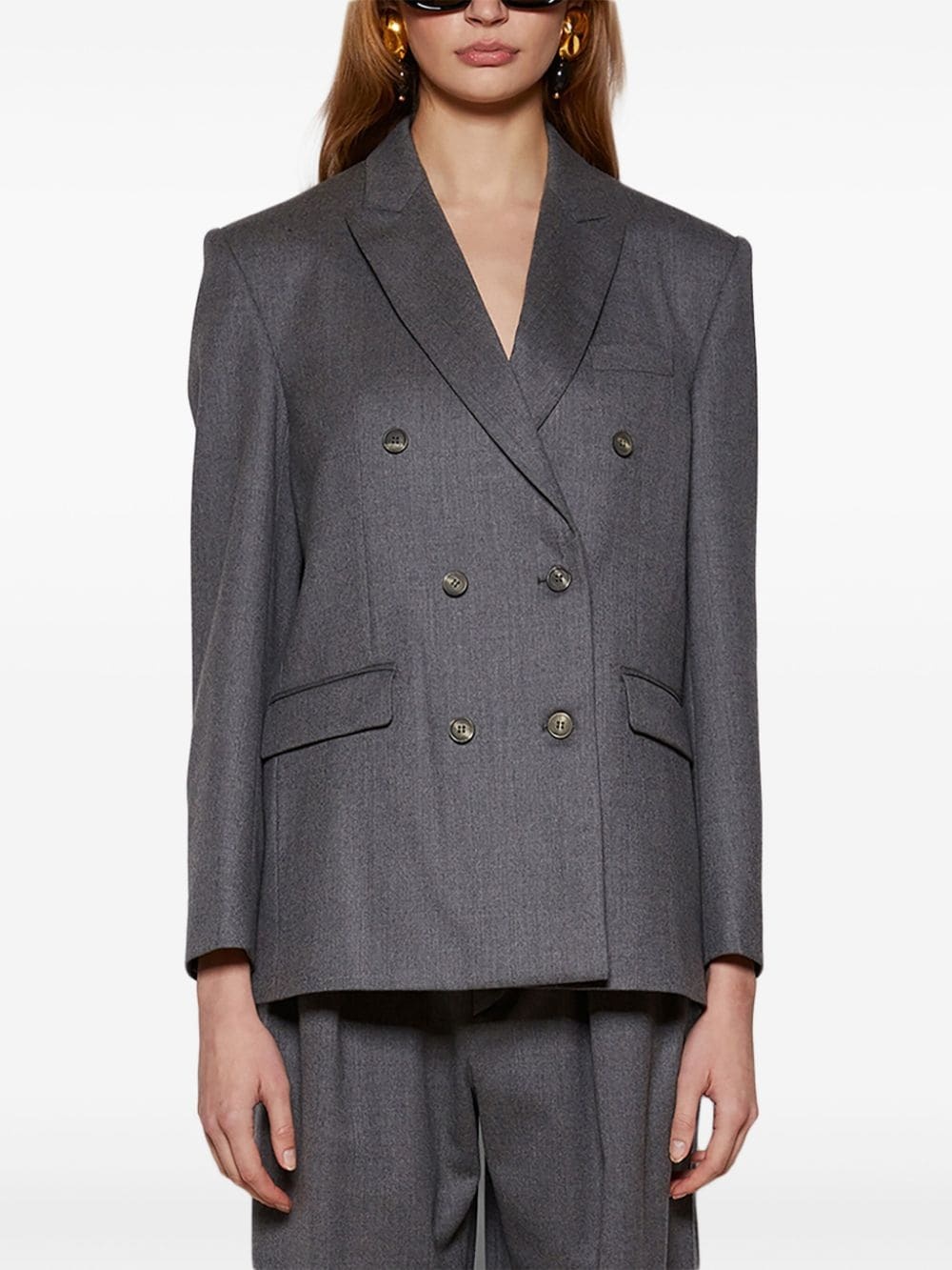 double-breasted virgin wool blazer - 3