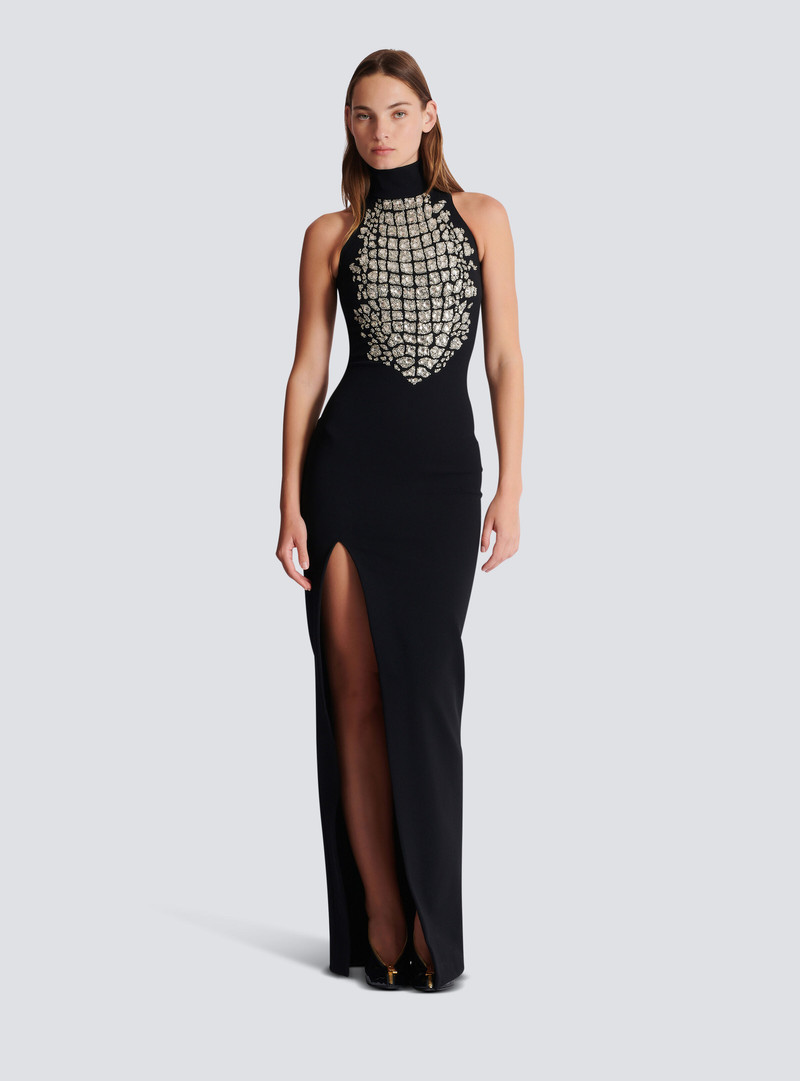 Balmain Long embroidered slit dress outlook